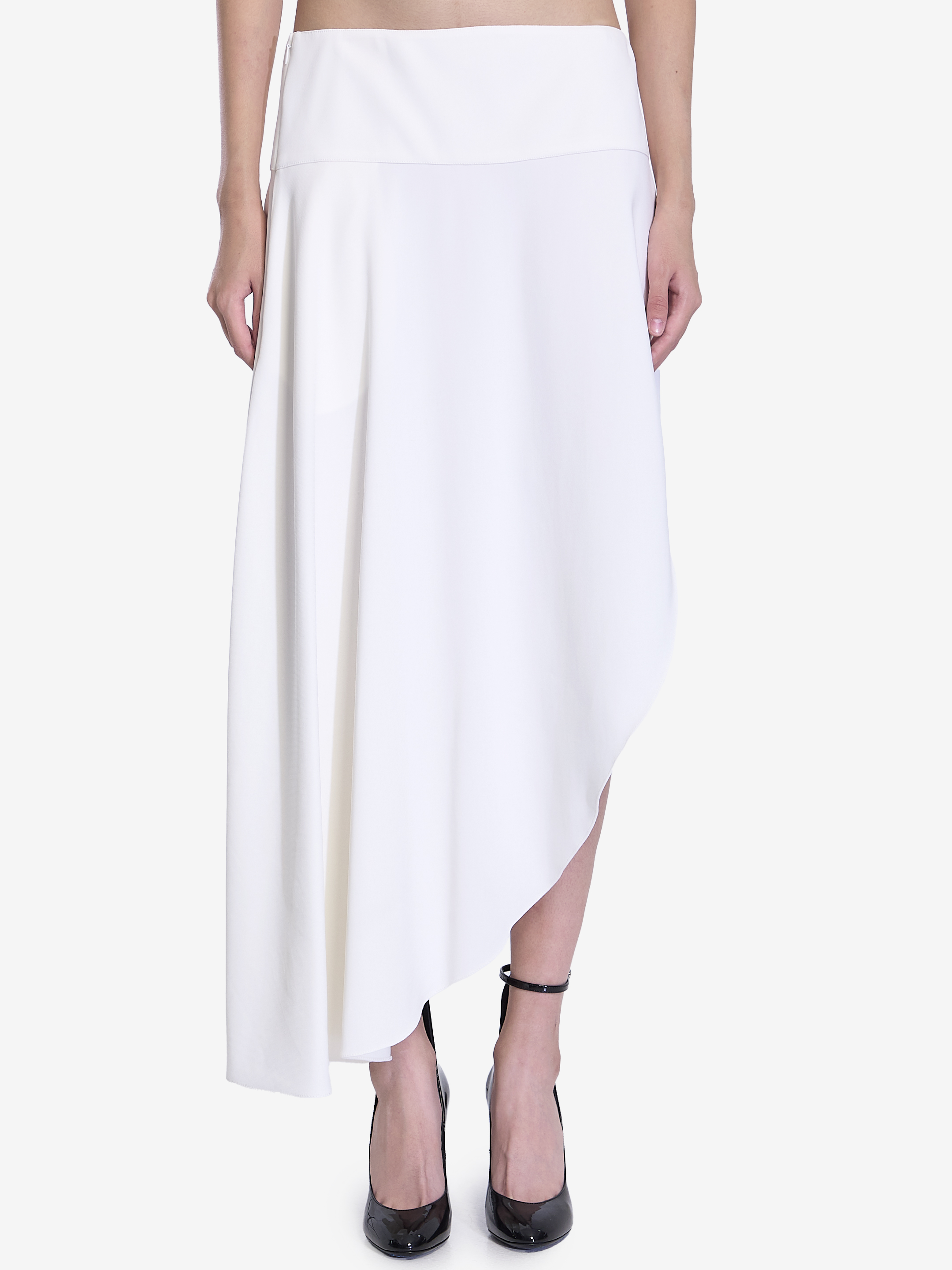 Shop Alaïa Asymmetric Fluid Skirt In White