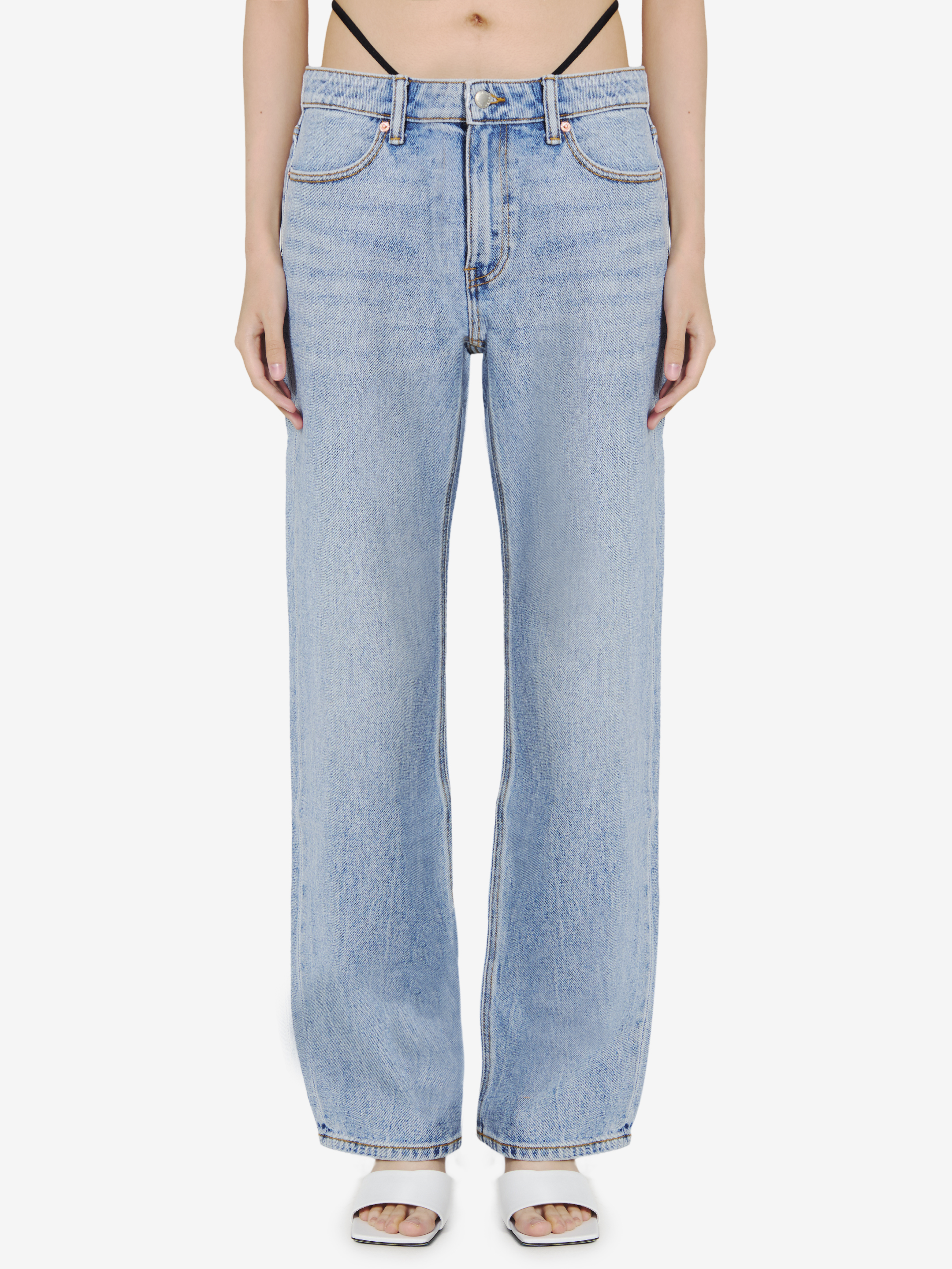 ALEXANDER WANG JEANS WITH PRESTYLED THONG 