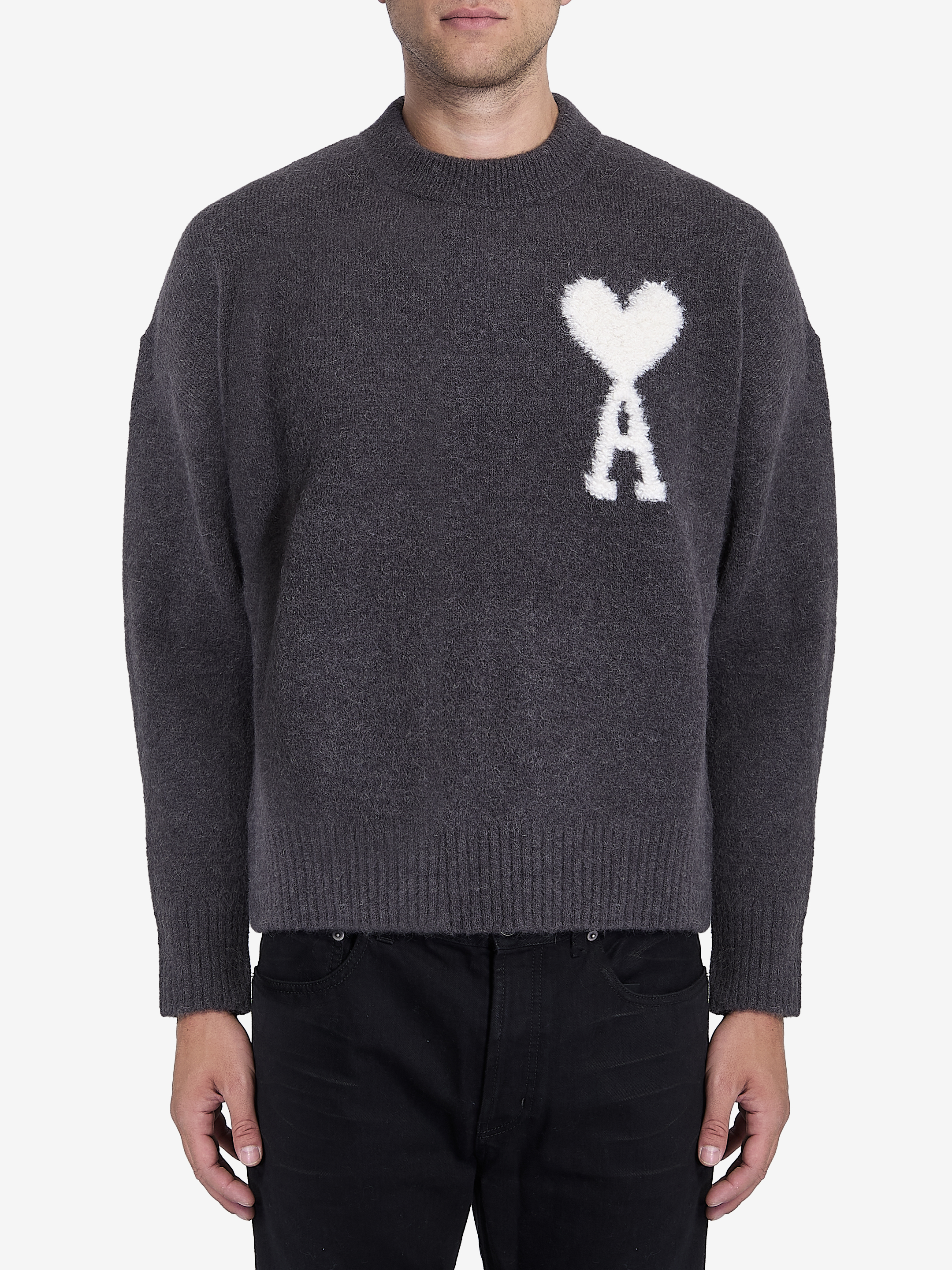 Shop Ami Alexandre Mattiussi Ami De Coeur Sweater In Grey