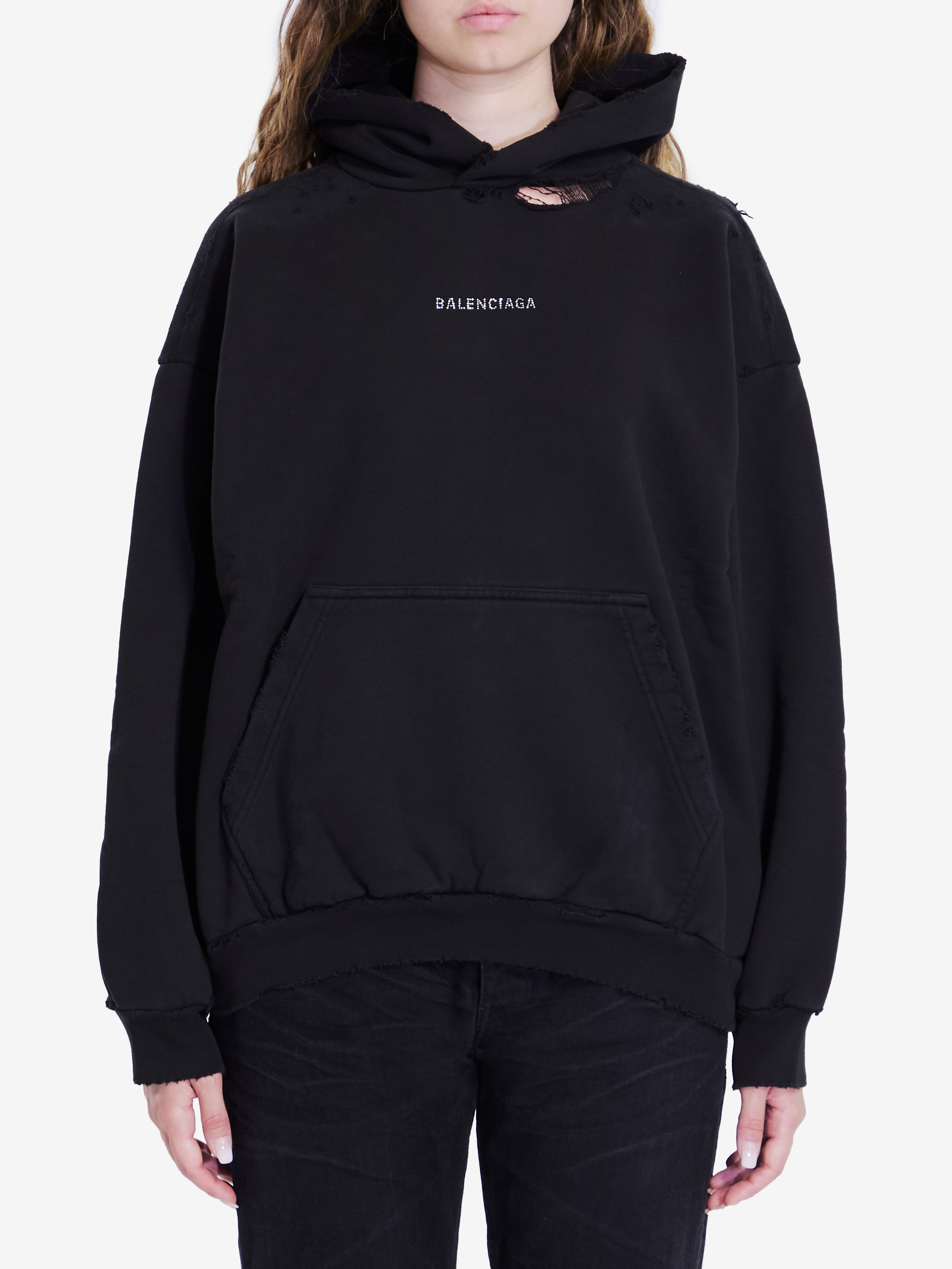 Balenciaga Back Hoodie In Black