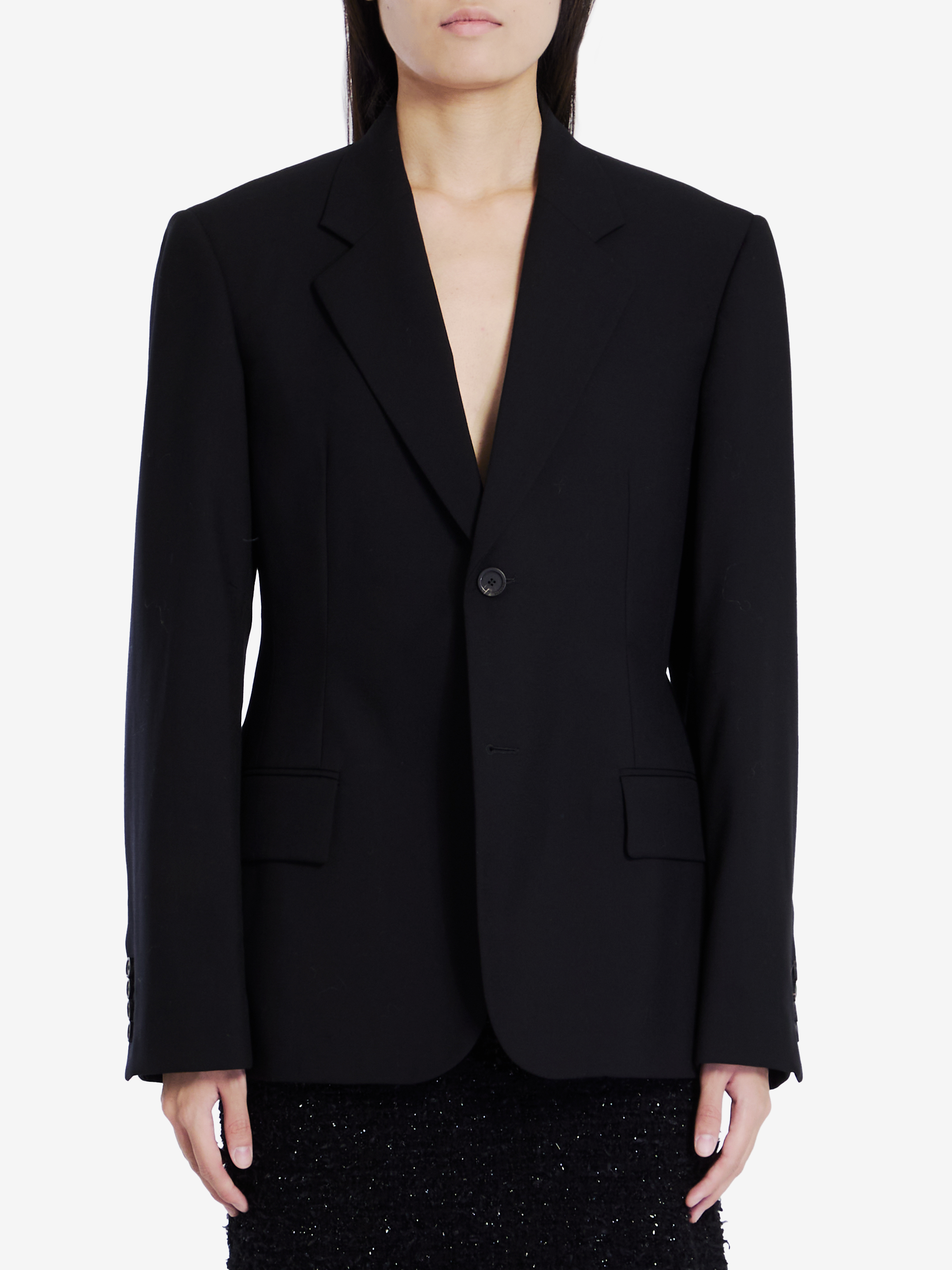 Shop Balenciaga Wool Jacket In Black