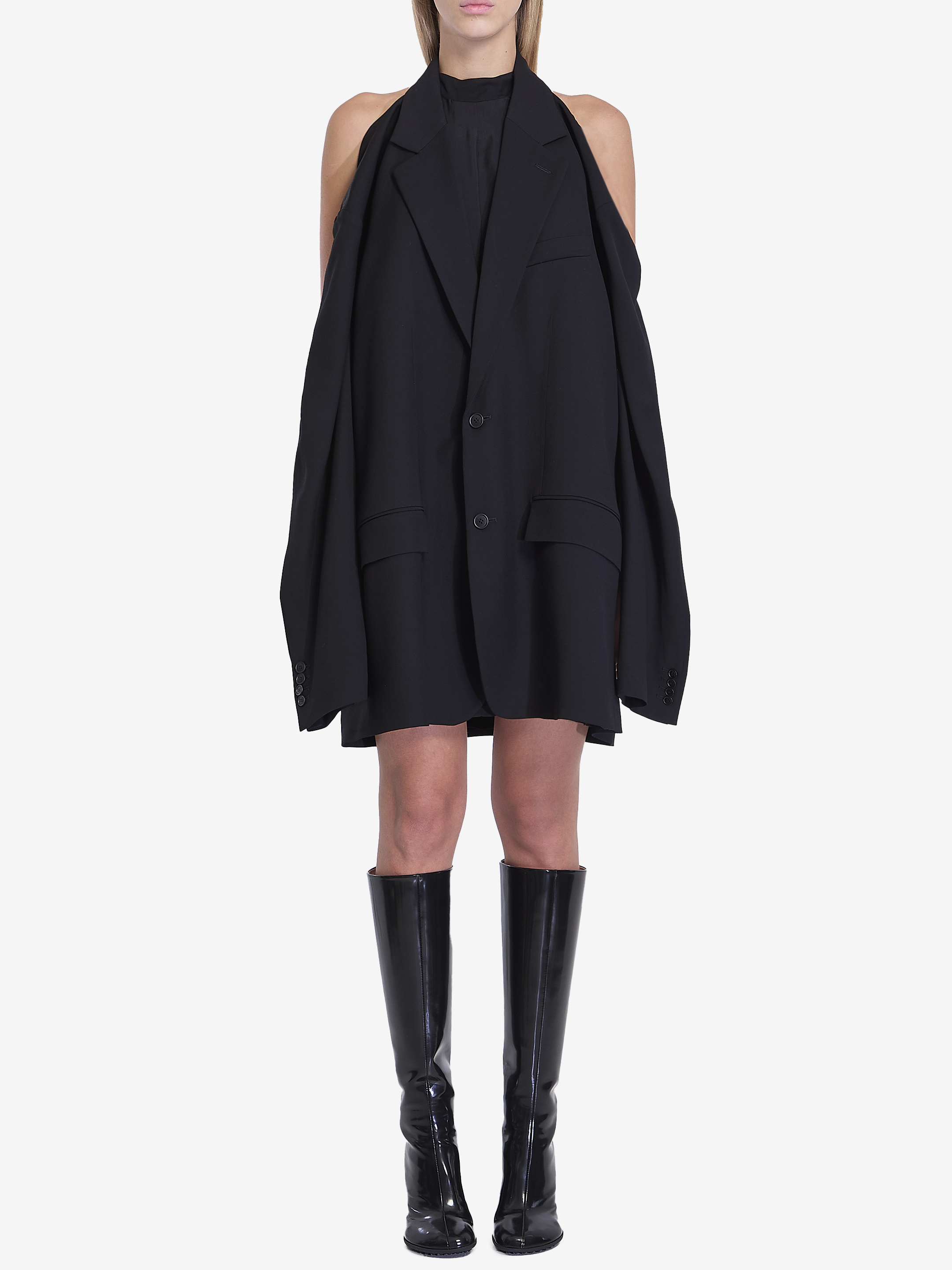 Shop Balenciaga Suspended Jacket Dress In Black