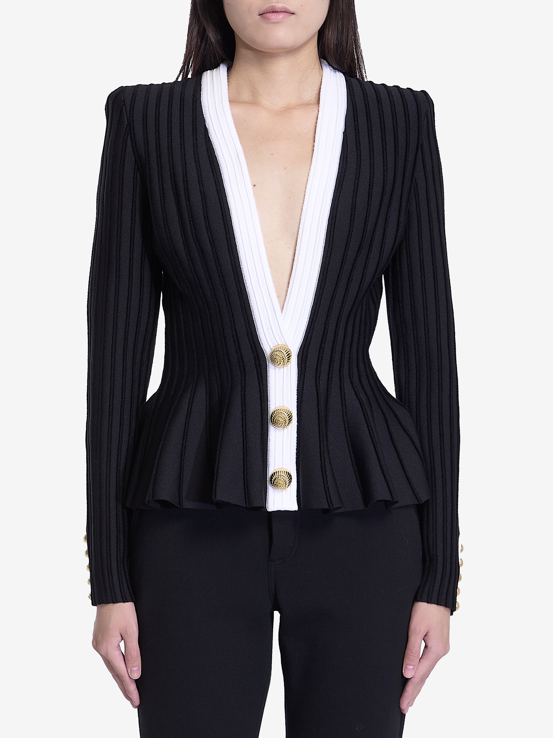 Shop Balmain Velvet Knit Jacket In Black