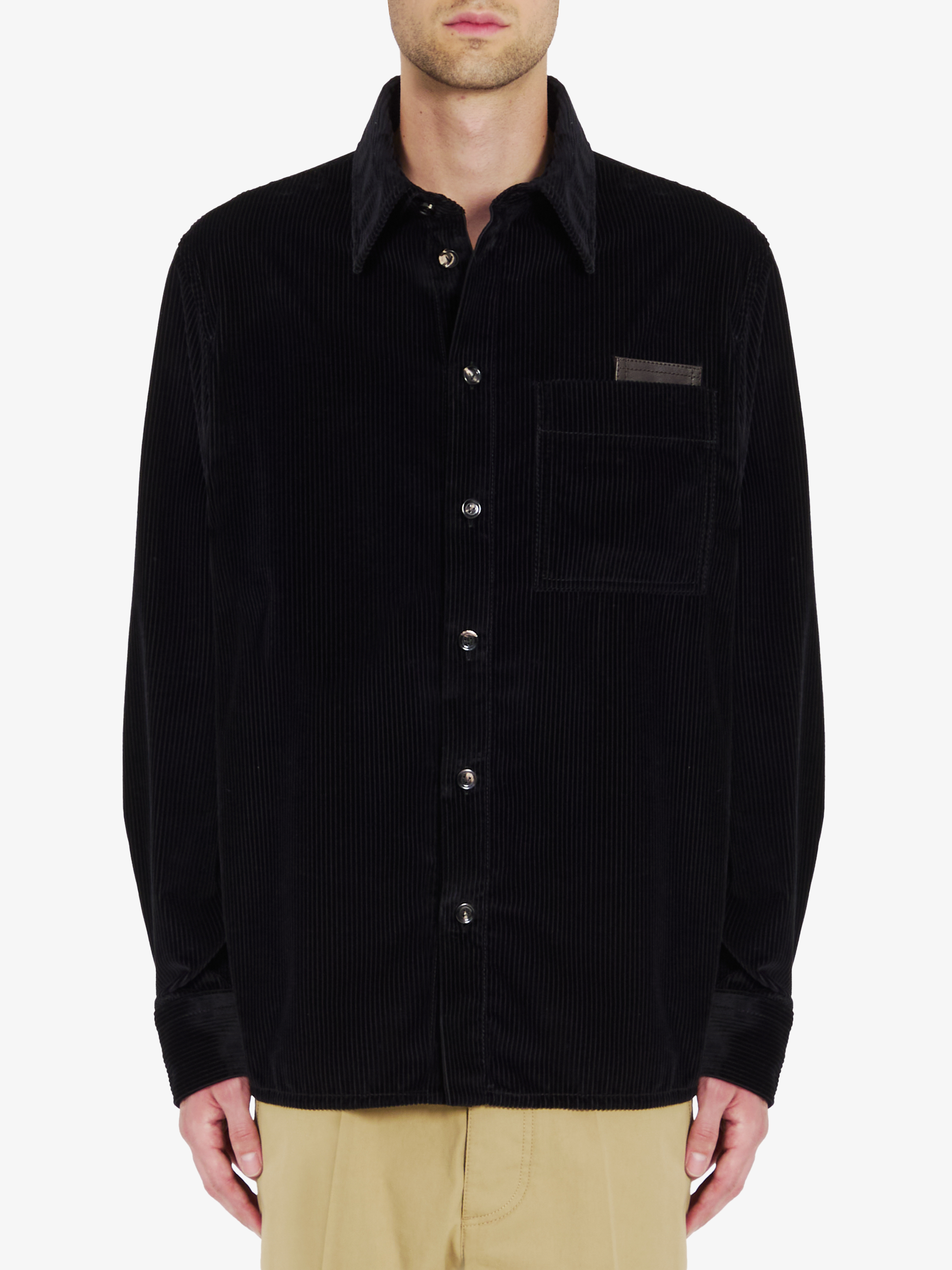 Bottega Veneta Camicia In Velluto A Costine In Black