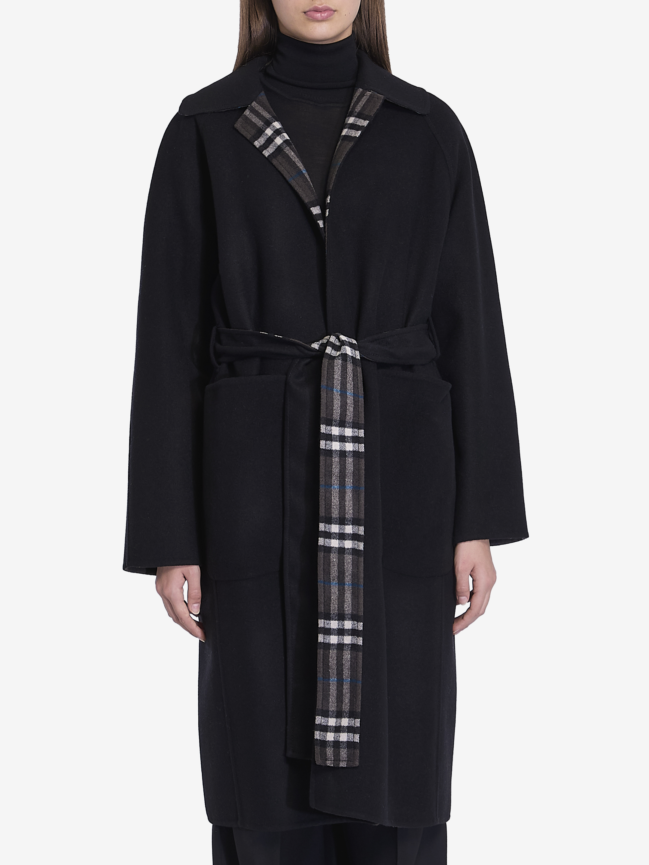 Shop Burberry Reversible Wool Coat In Black