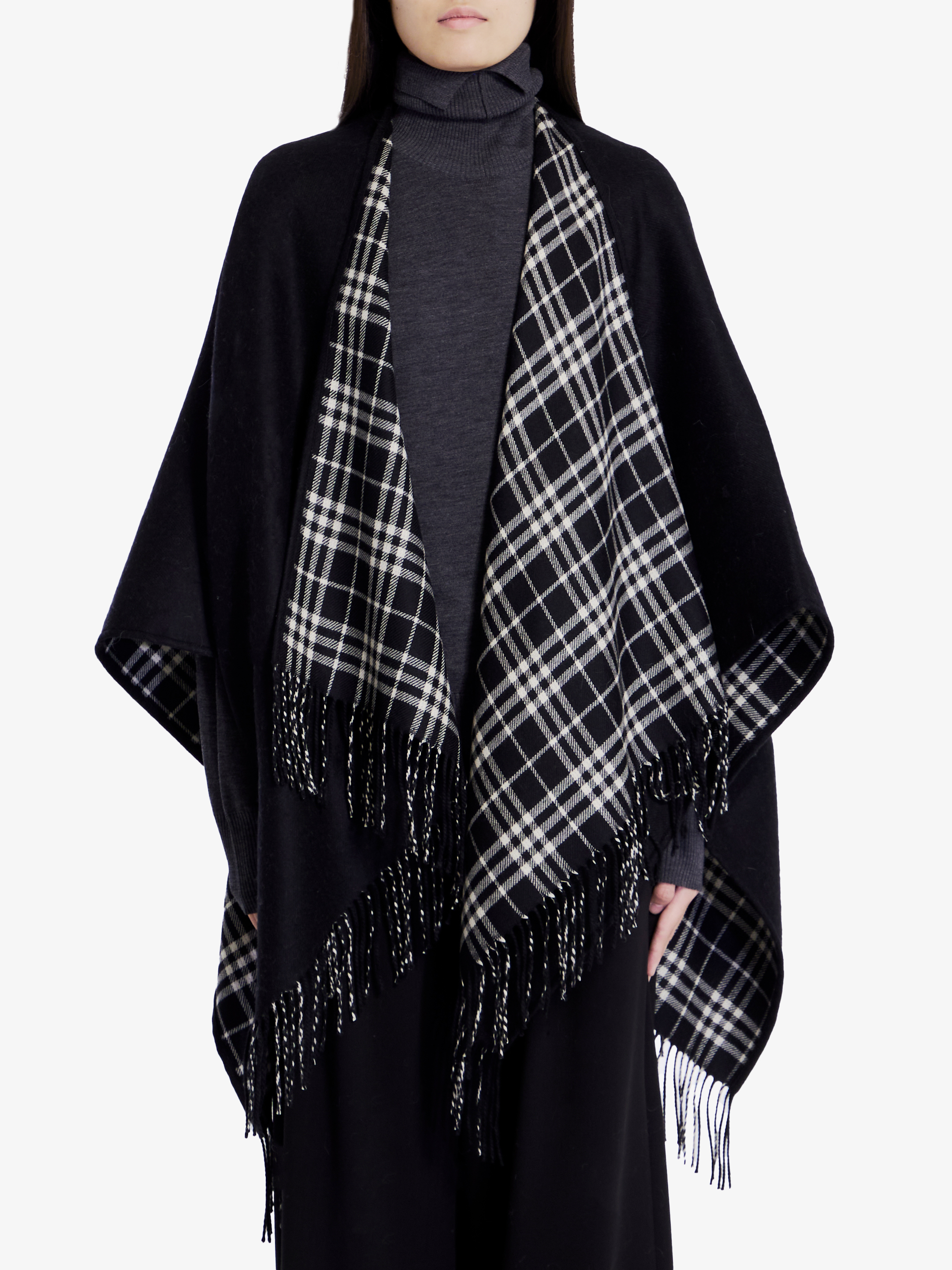 Shop Burberry Wool Cape In Black