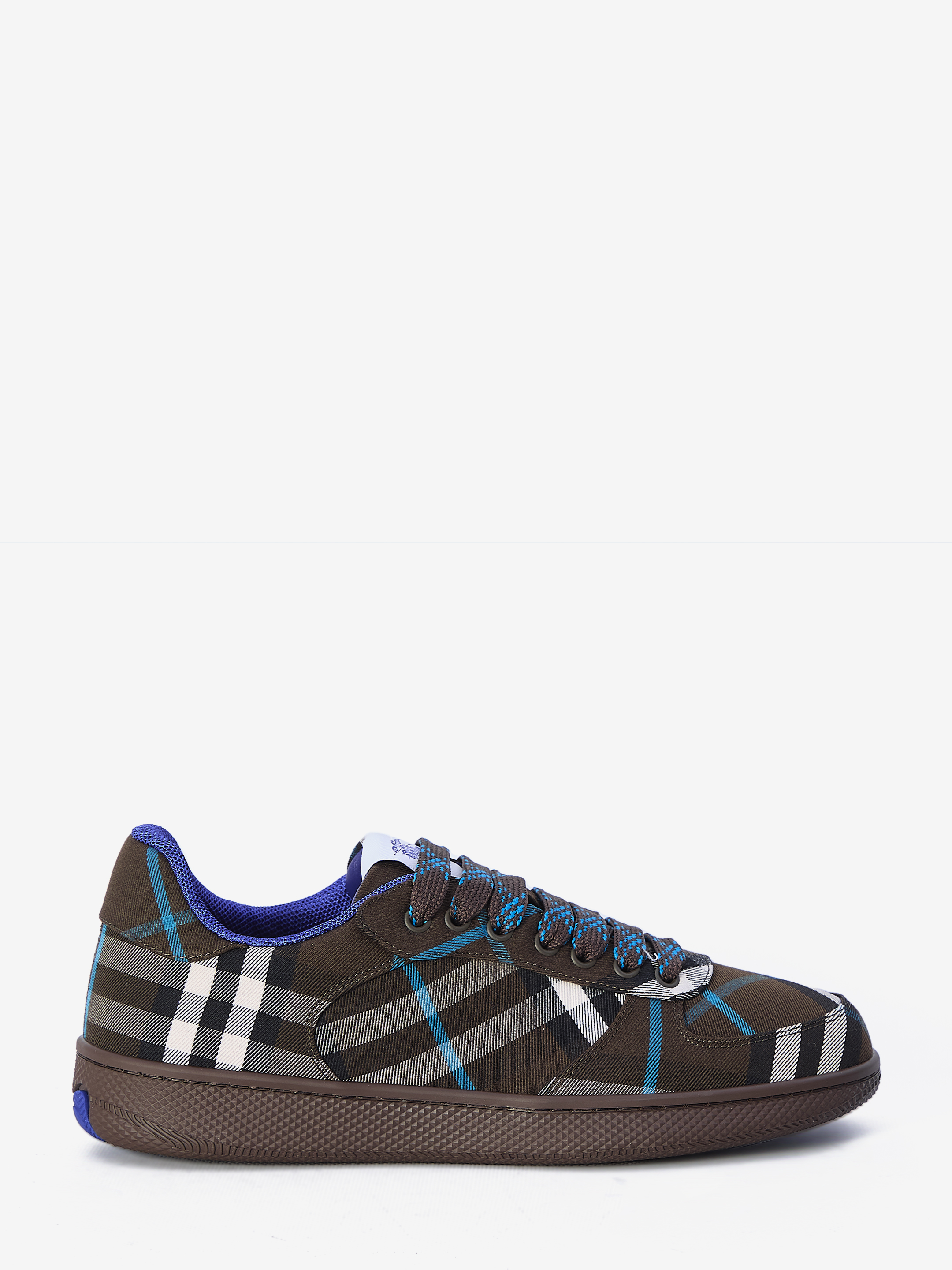 Shop Burberry Terrace Check Sneakers In Brown