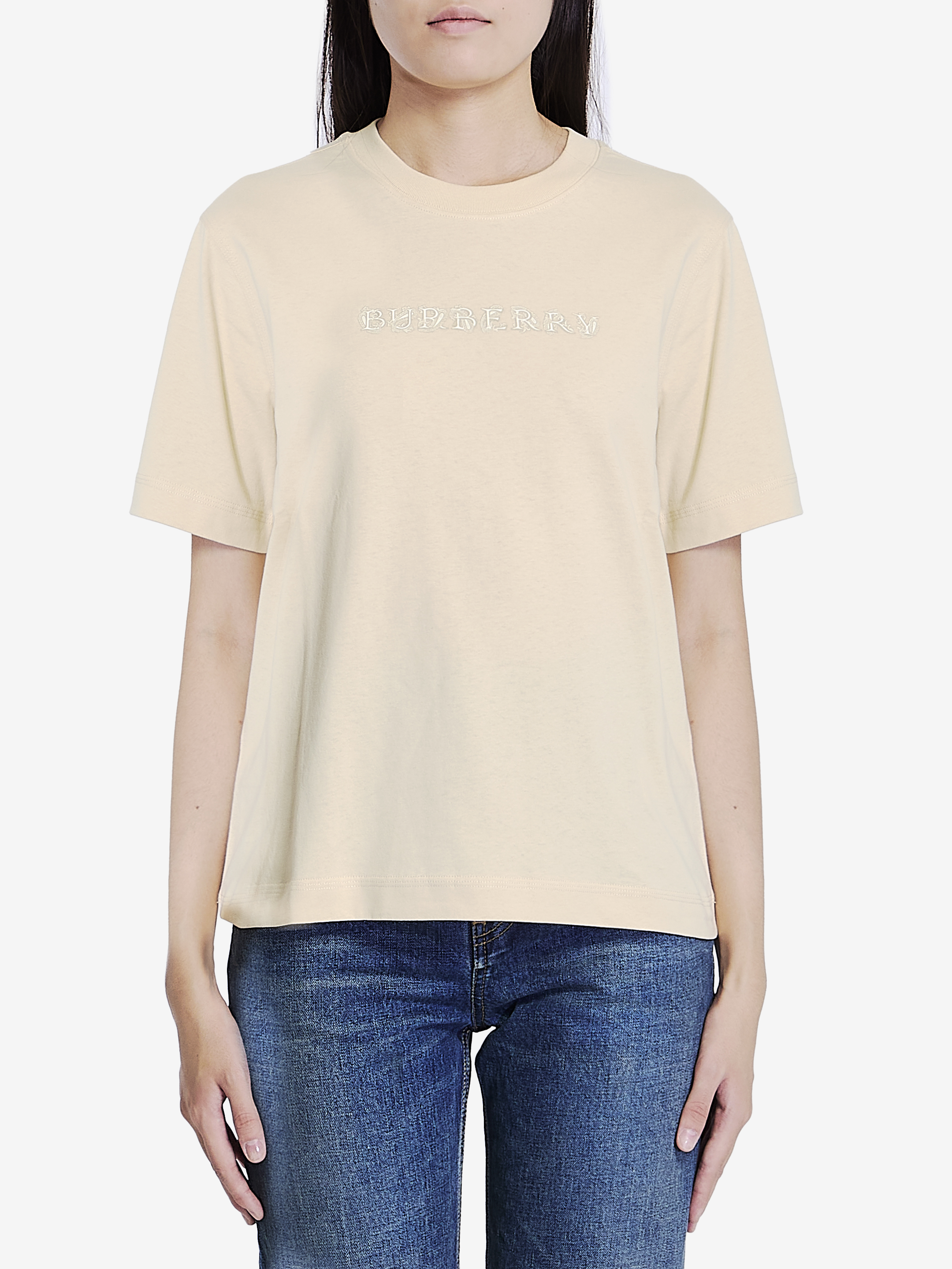 Shop Burberry Tshirt With Paisley Logo In Beige