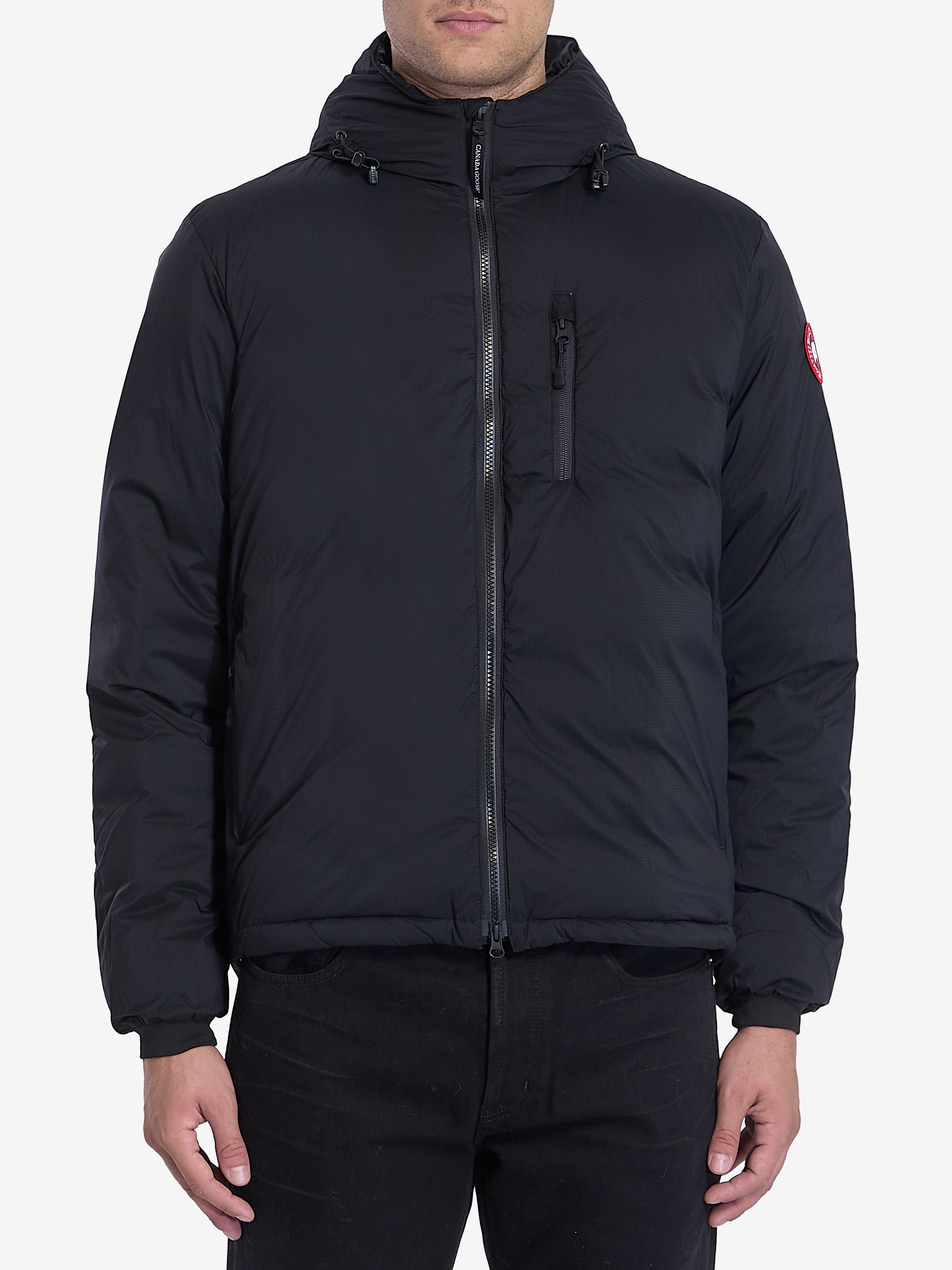 Shop Canada Goose Lodge Hoody Down Jacket In Black