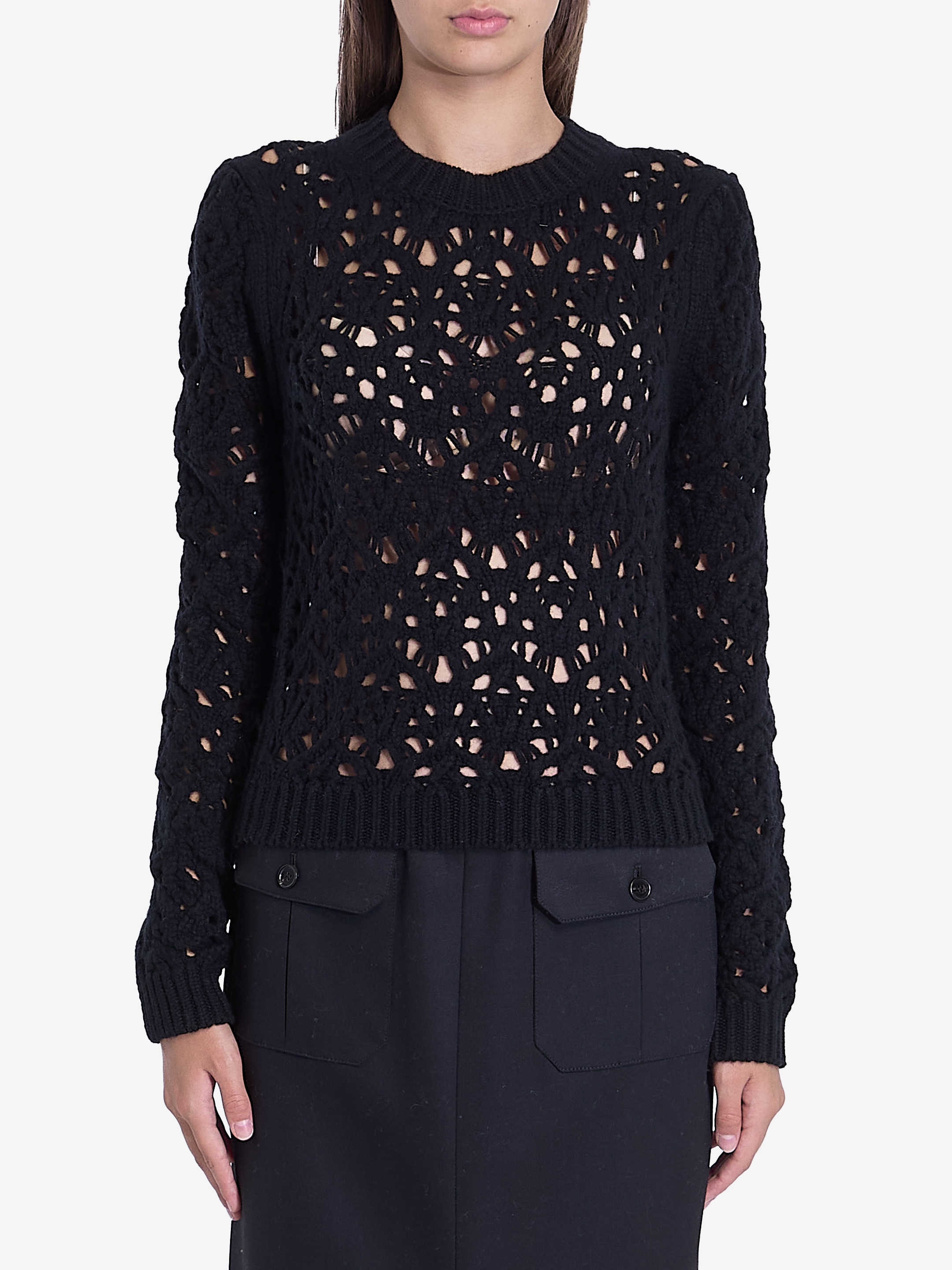 Shop Chloé Wool Knit Jumper In Black