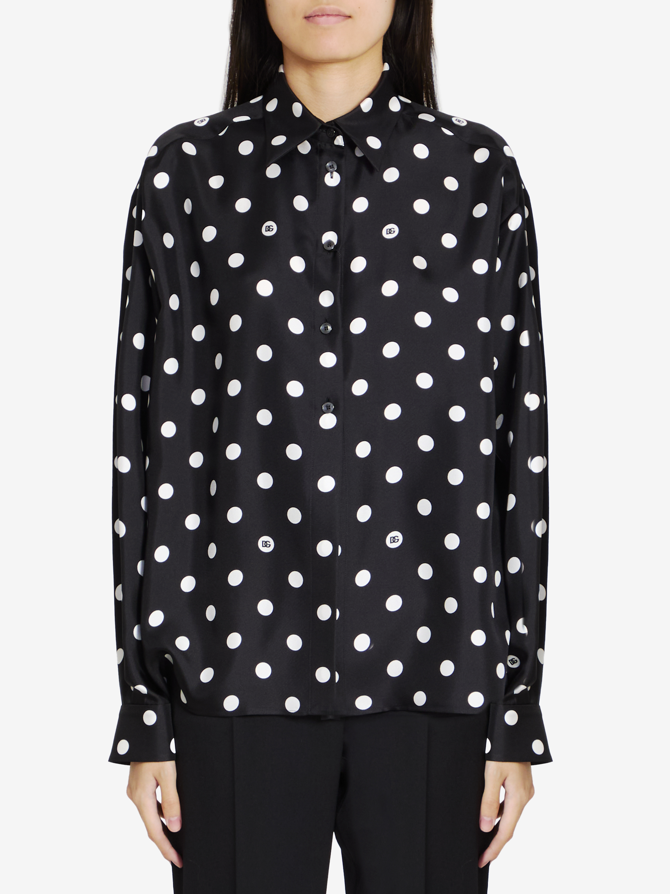 Shop Dolce & Gabbana Shirt With Polkadot Print In Black