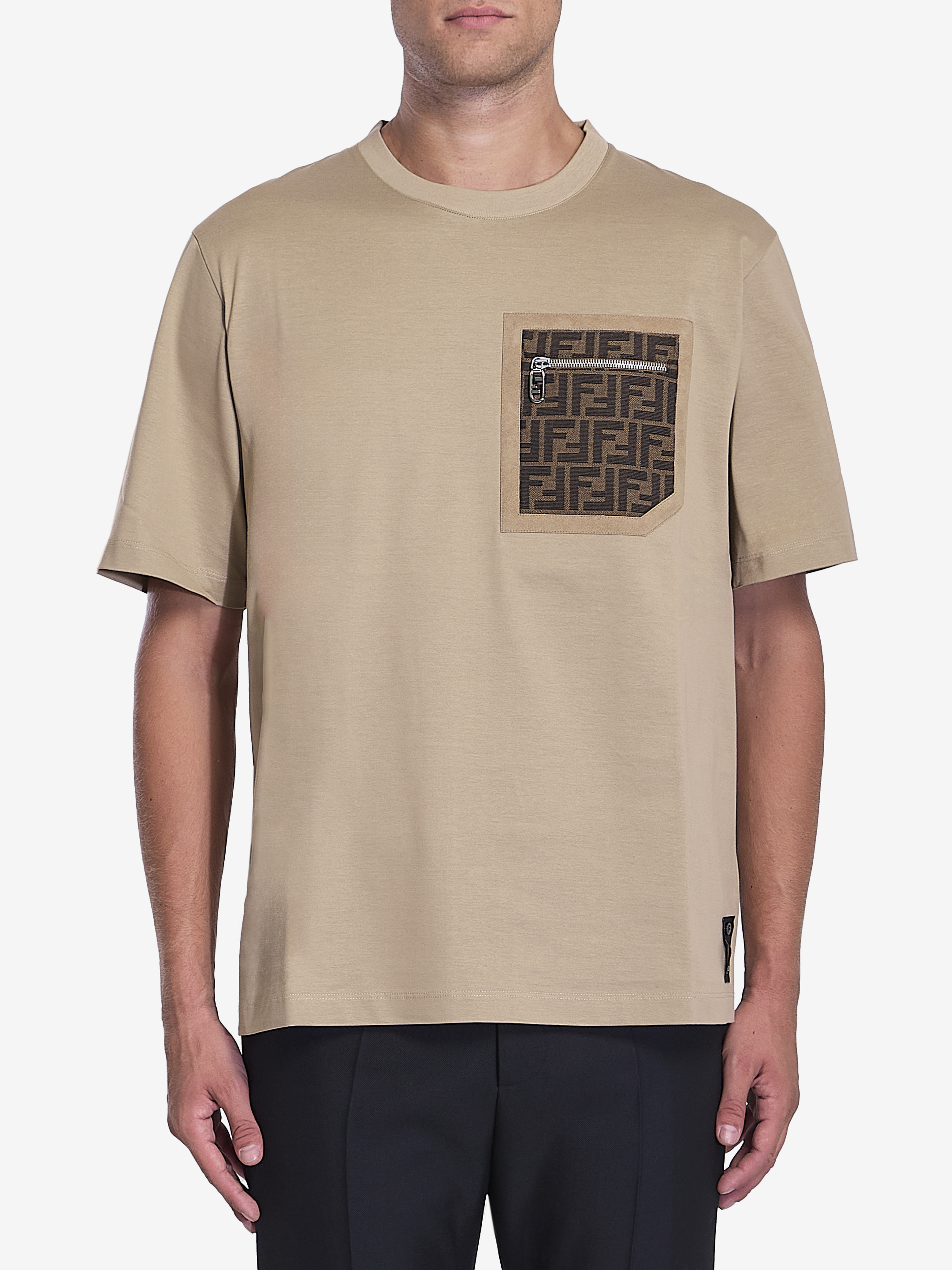 Shop Fendi Jersey Tshirt In Beige