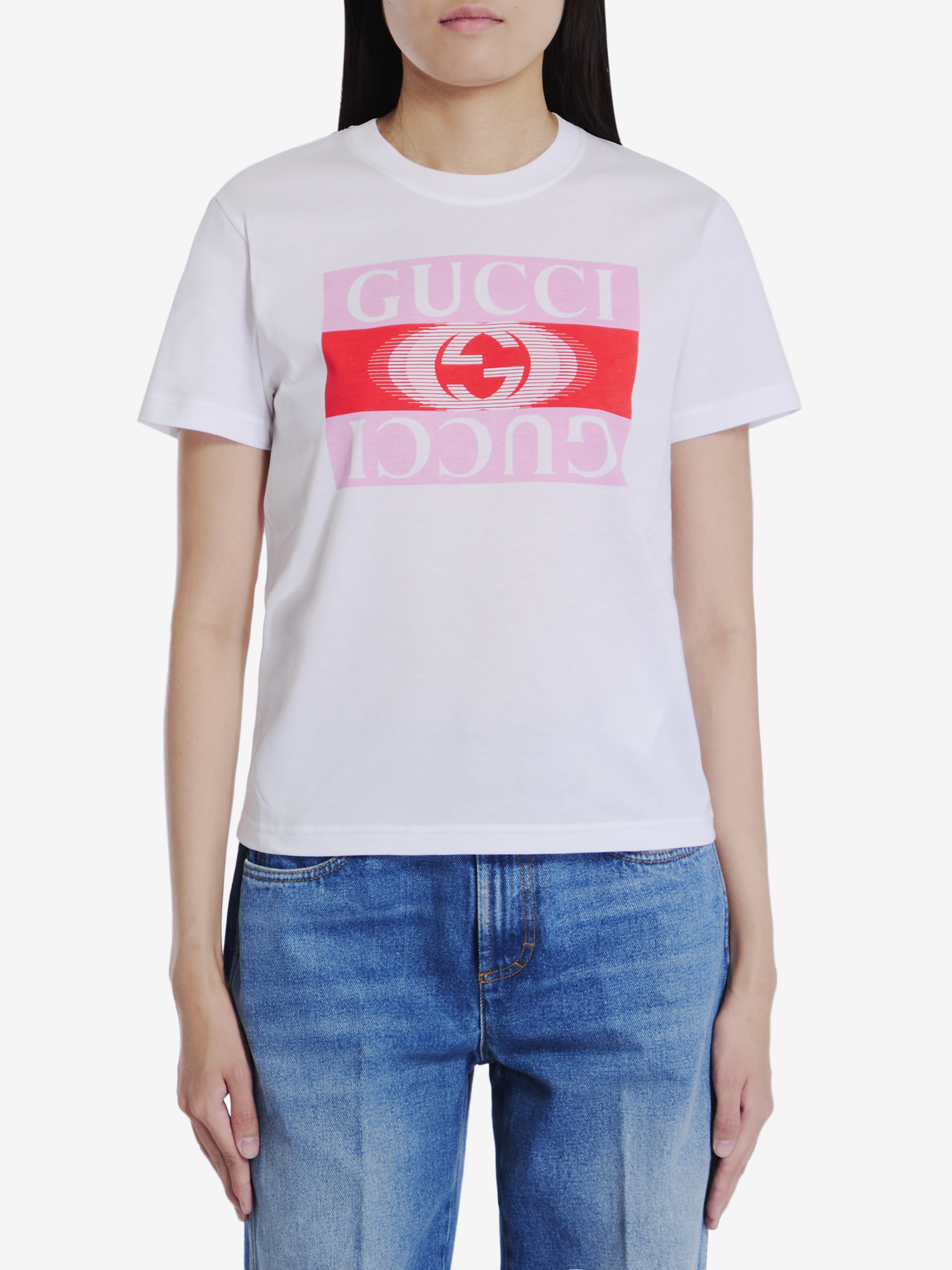 Shop Gucci Tshirt Con Stampa  In White