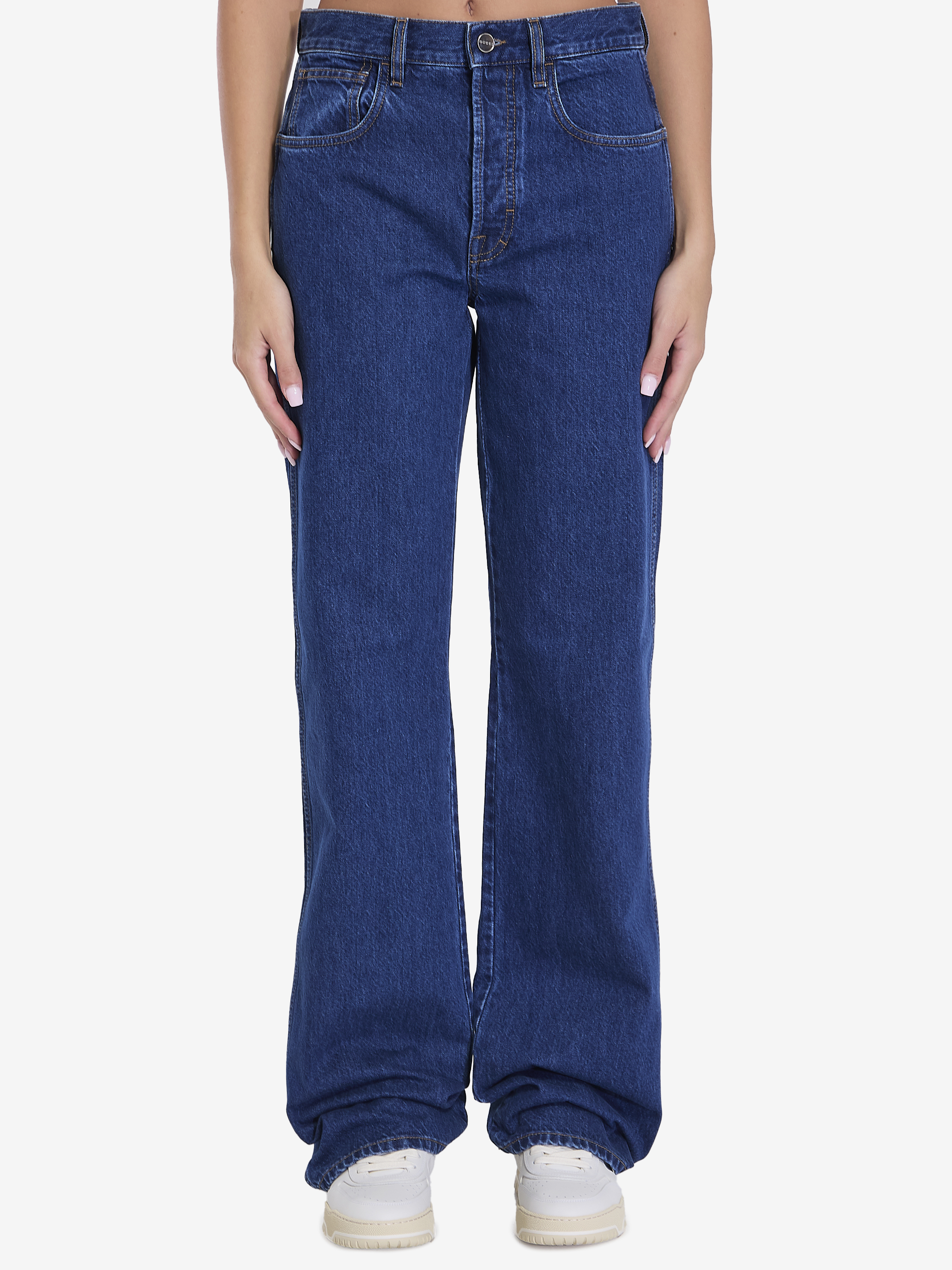 Shop Gucci Baggy Jeans In Blue