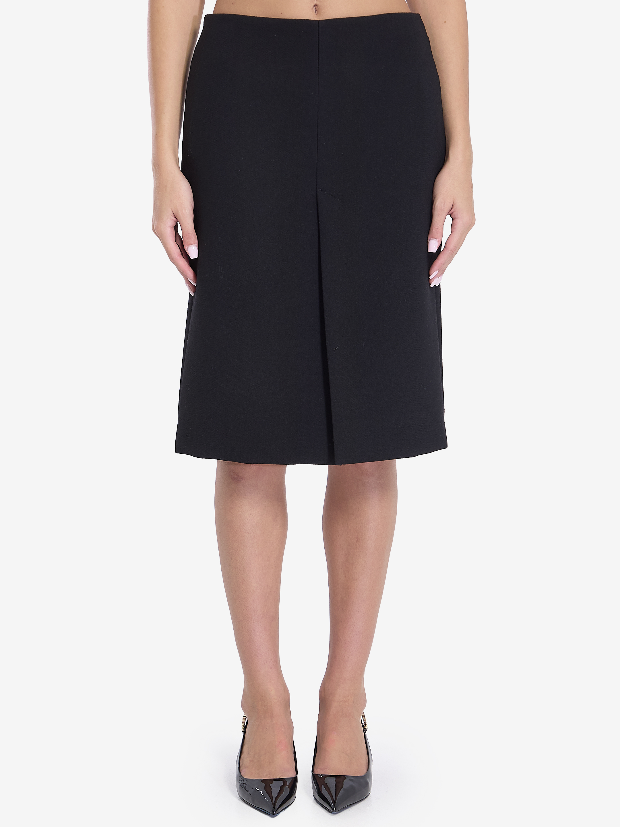 Shop Gucci Wool Crepe Skirt In Black