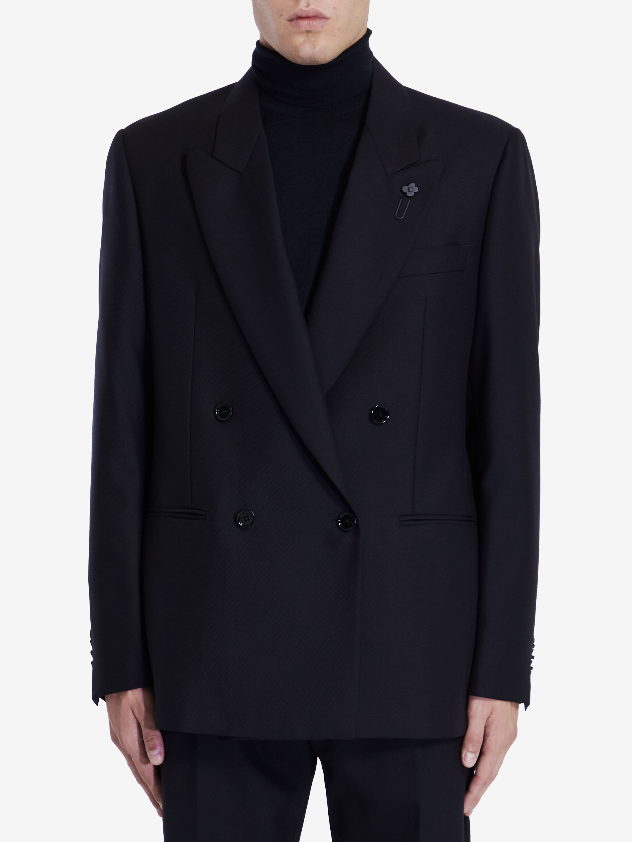 Shop Lardini Wool And Mohair Jacket In Black