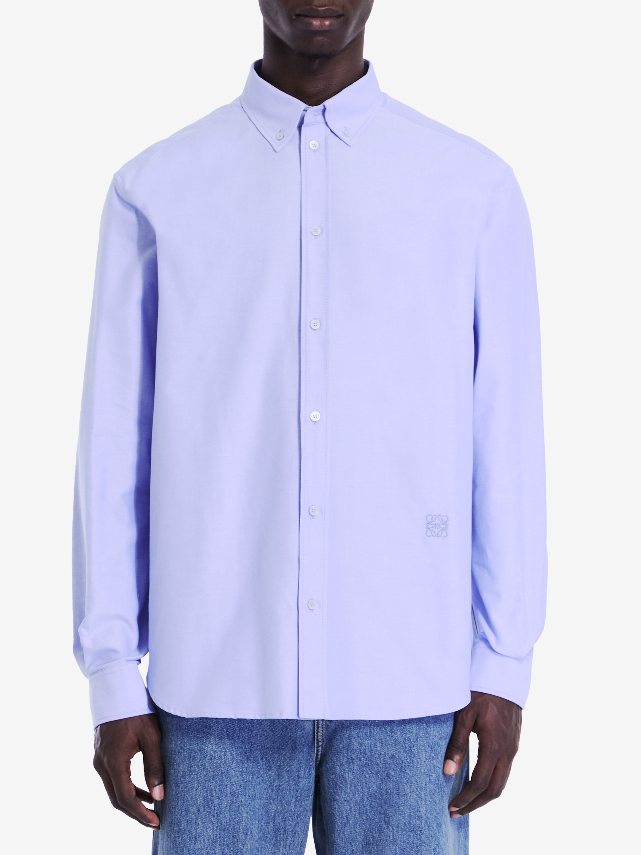 Shop Loewe Cotton Shirt In Blue