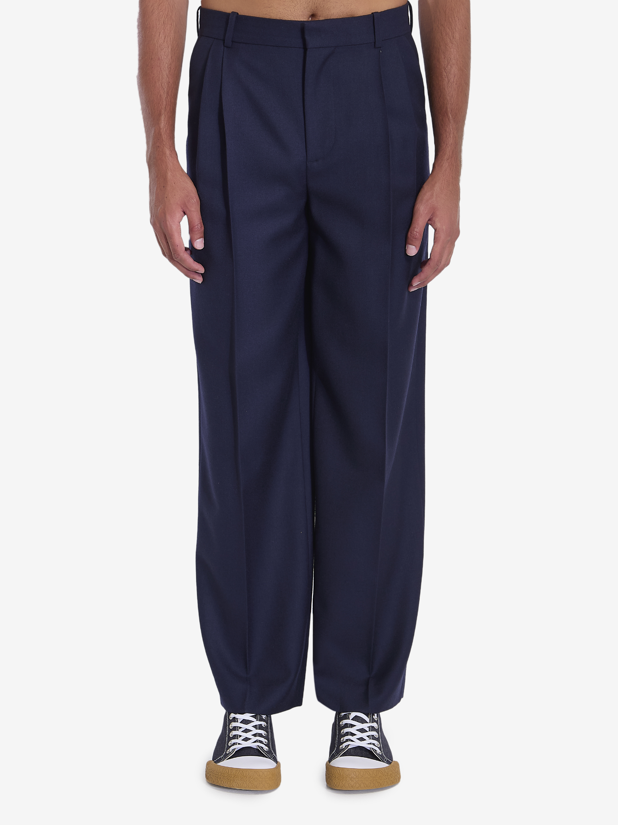 Shop Loewe Wool Trousers In Blue