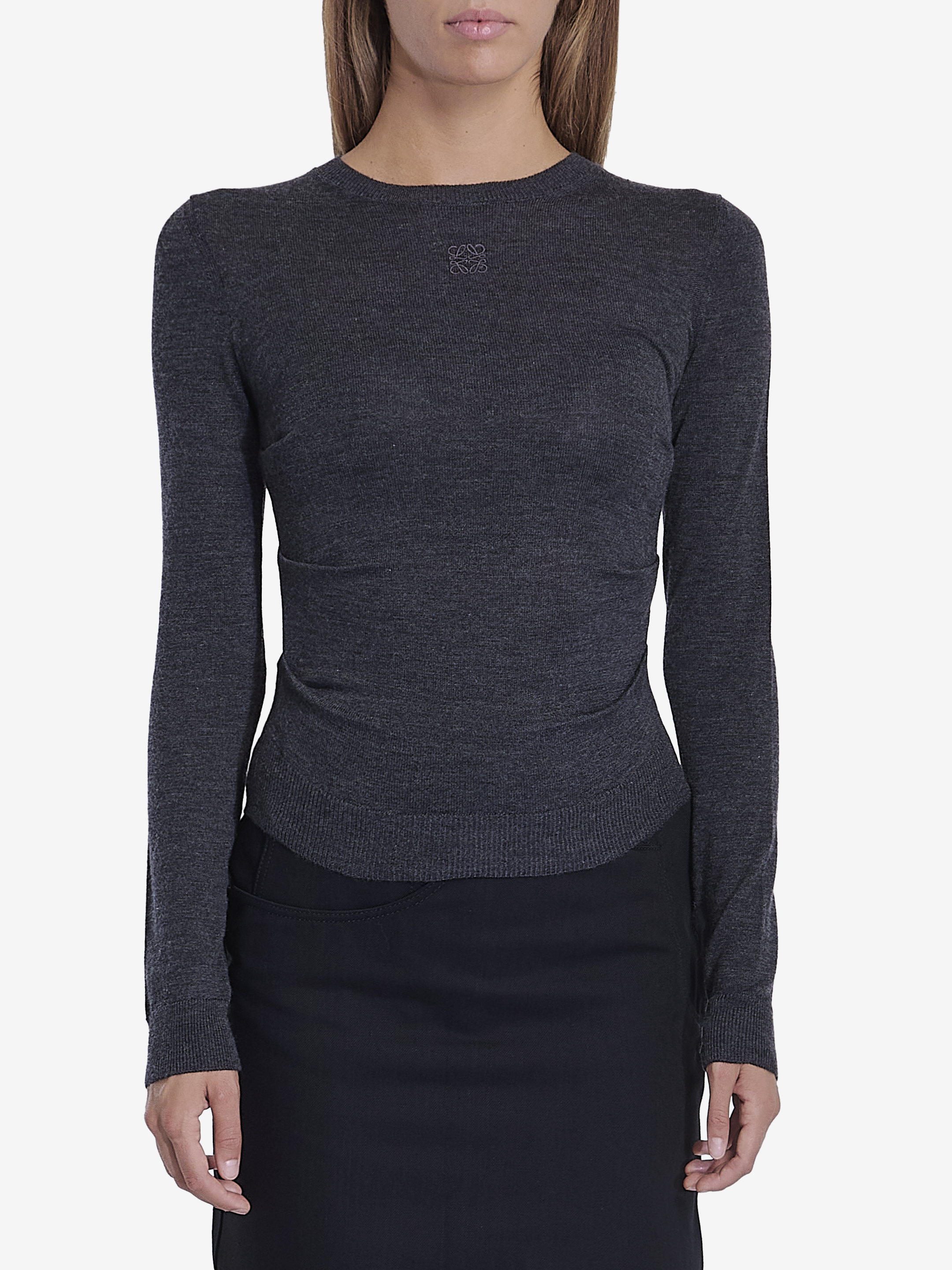 Shop Loewe Sweater In Mixed Cashmere In Grey