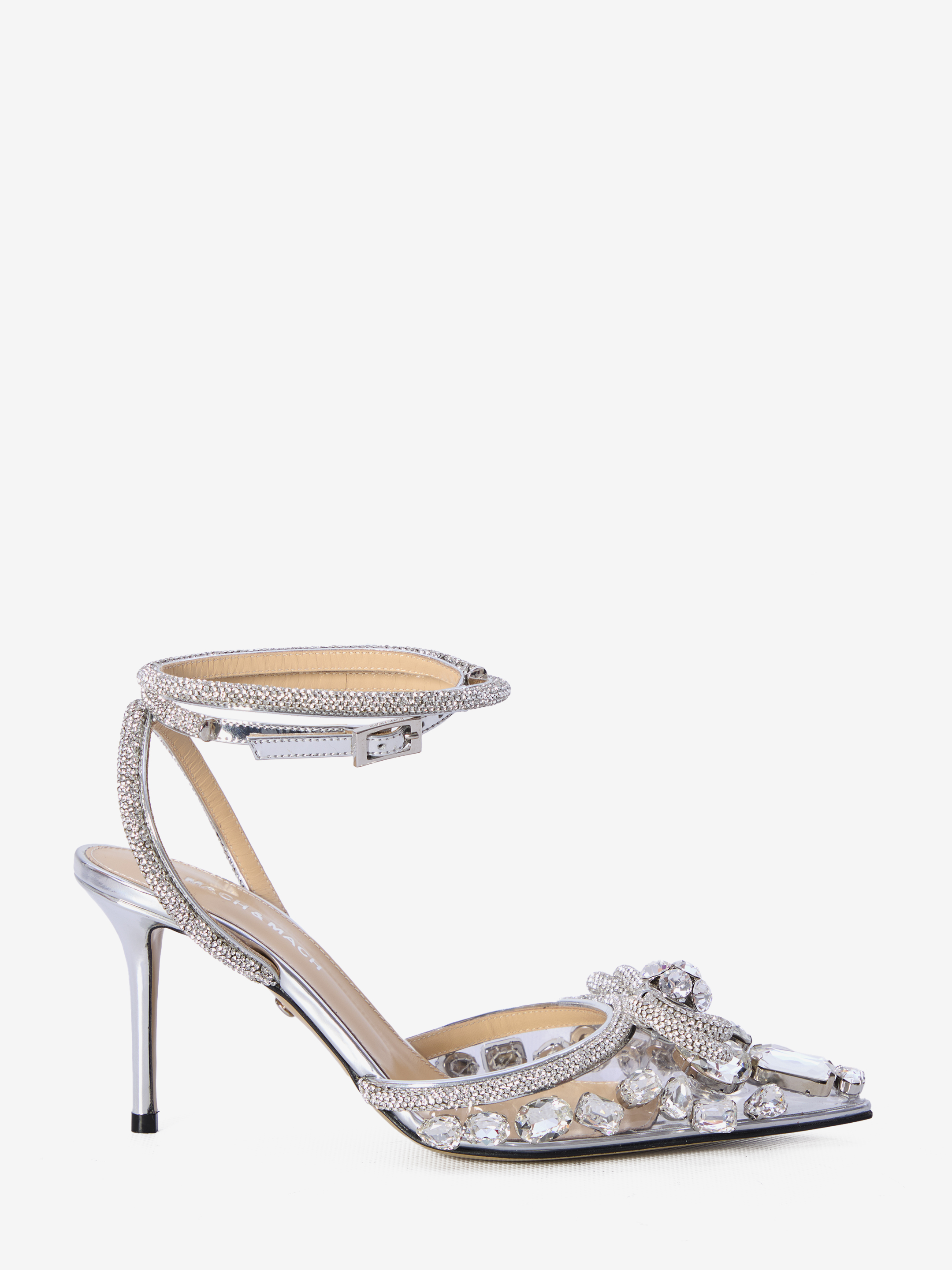 Shop Mach & Mach Double Bow High Heels In Silver