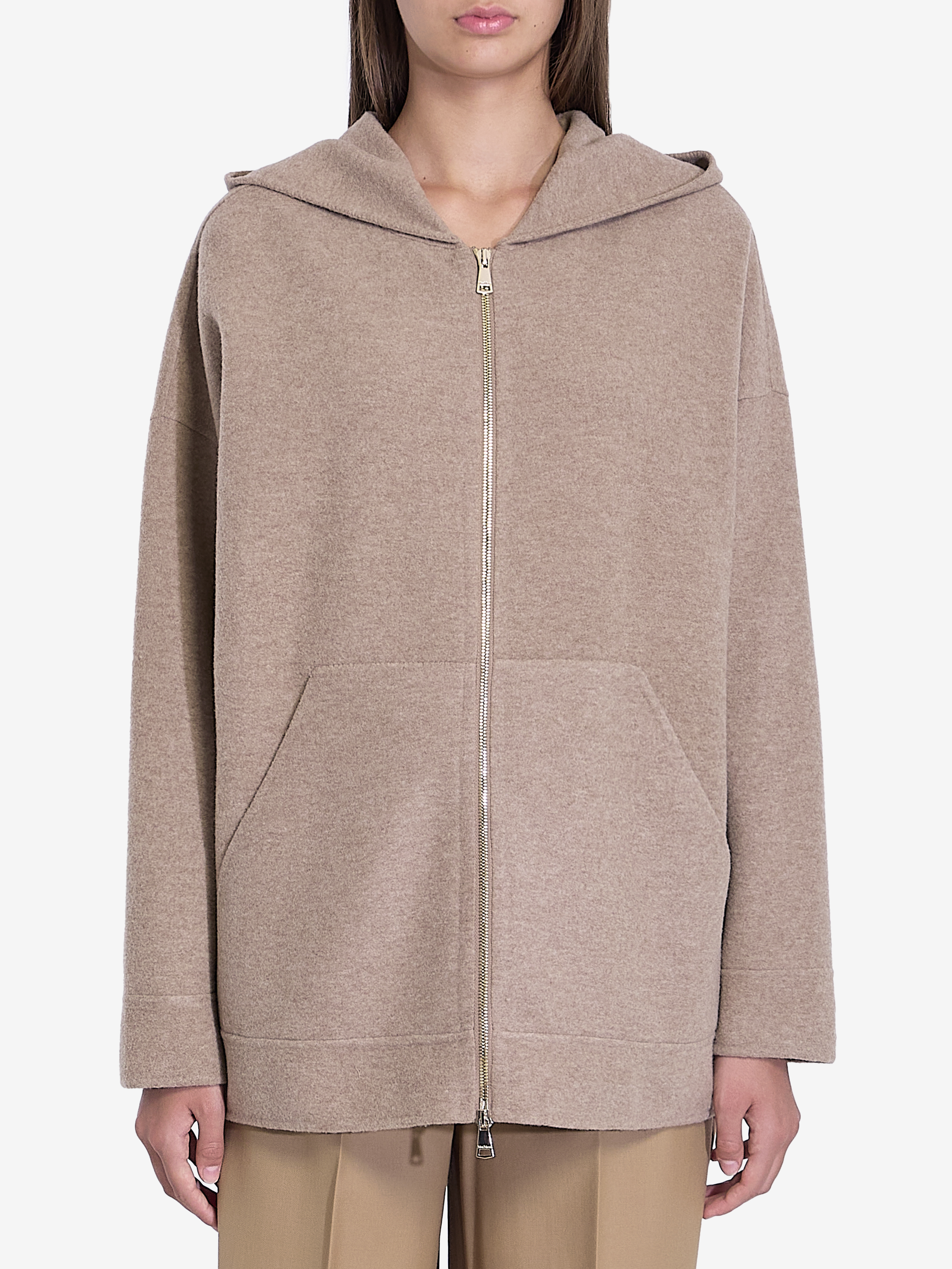 Shop Max Mara Saio Zipup Hoodie In Beige