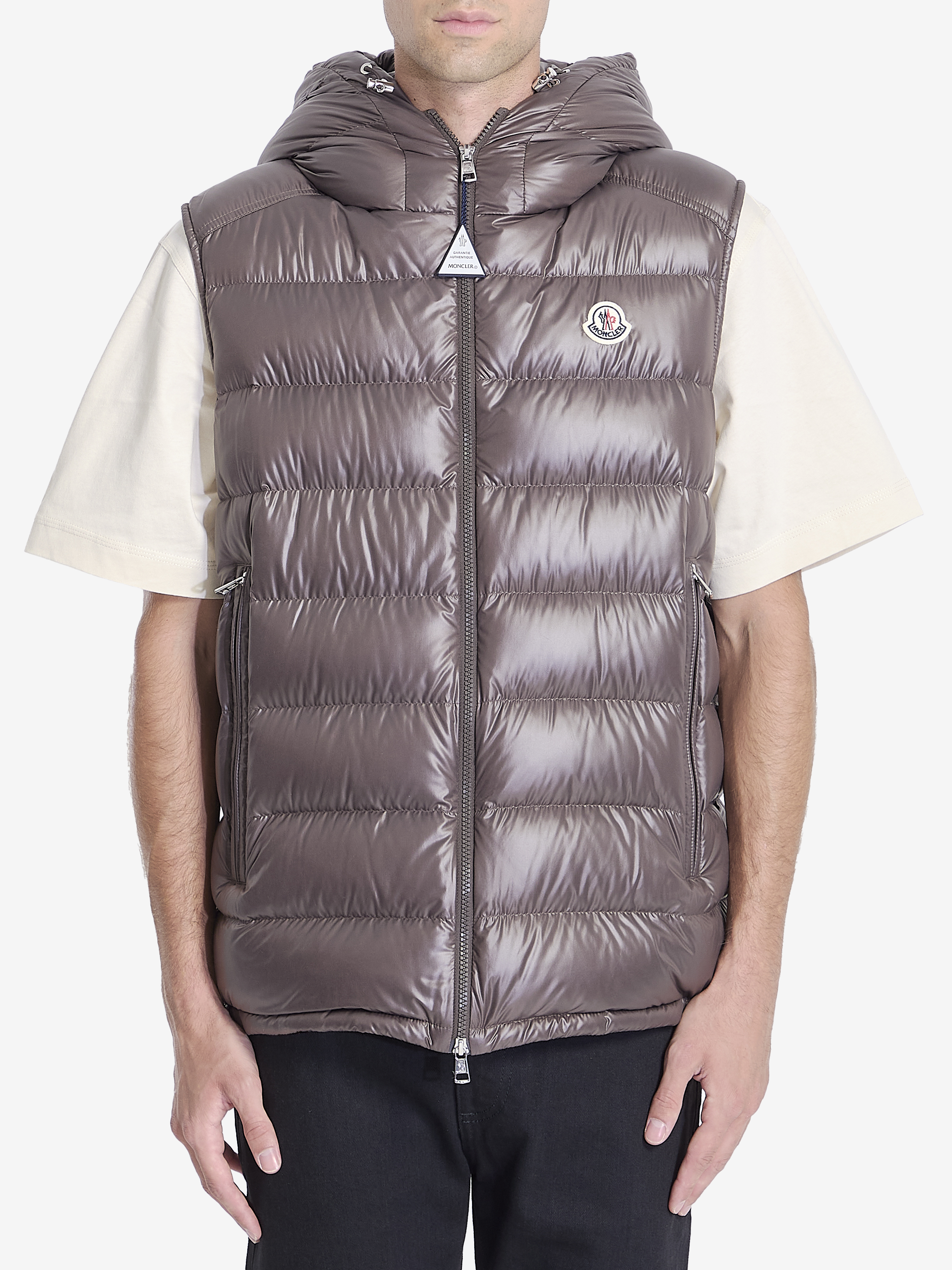 Shop Moncler Barant Down Vest In Brown