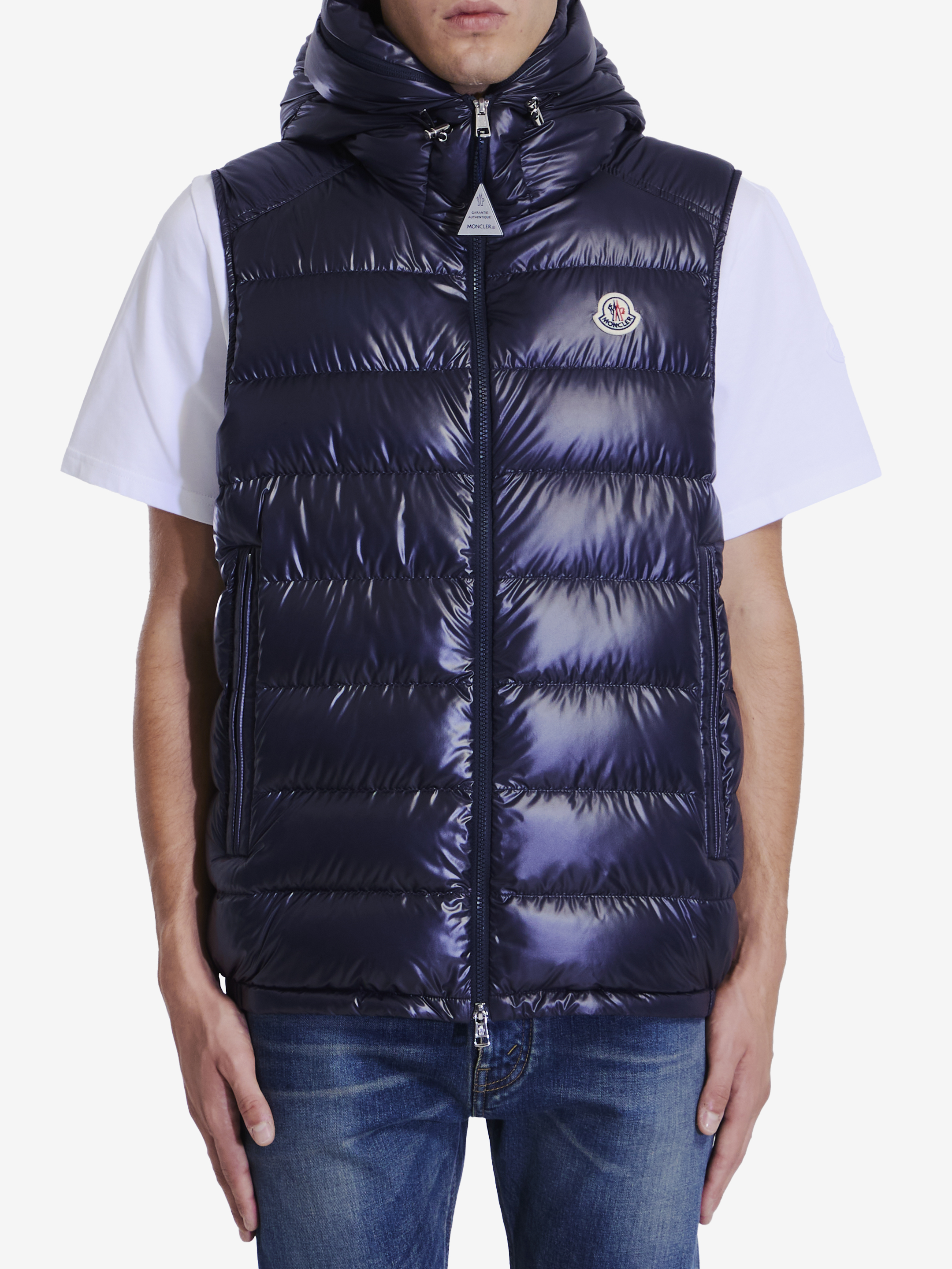 Shop Moncler Barant Down Vest In Blue