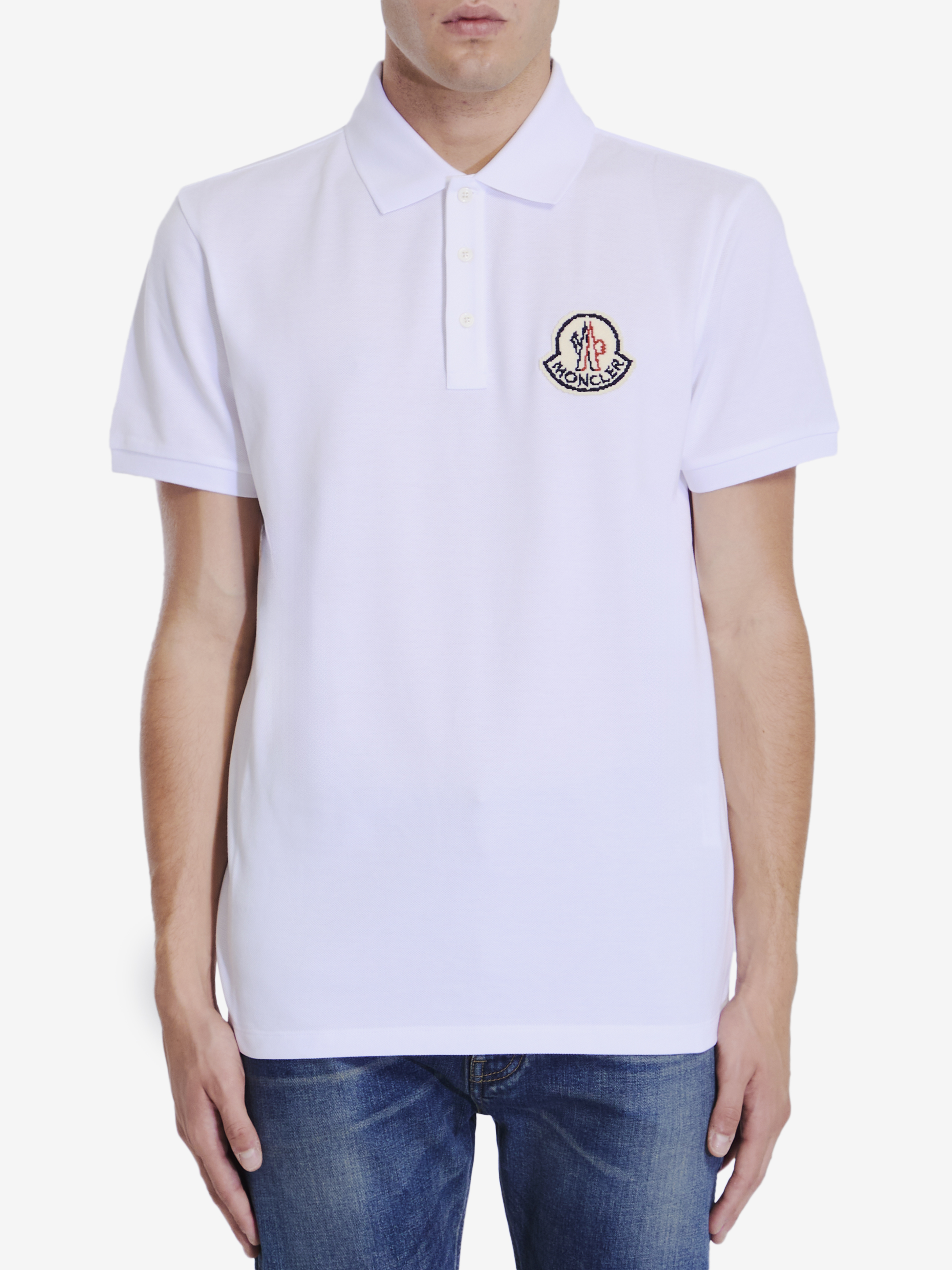 Shop Moncler Polo Shirt With Logo In White