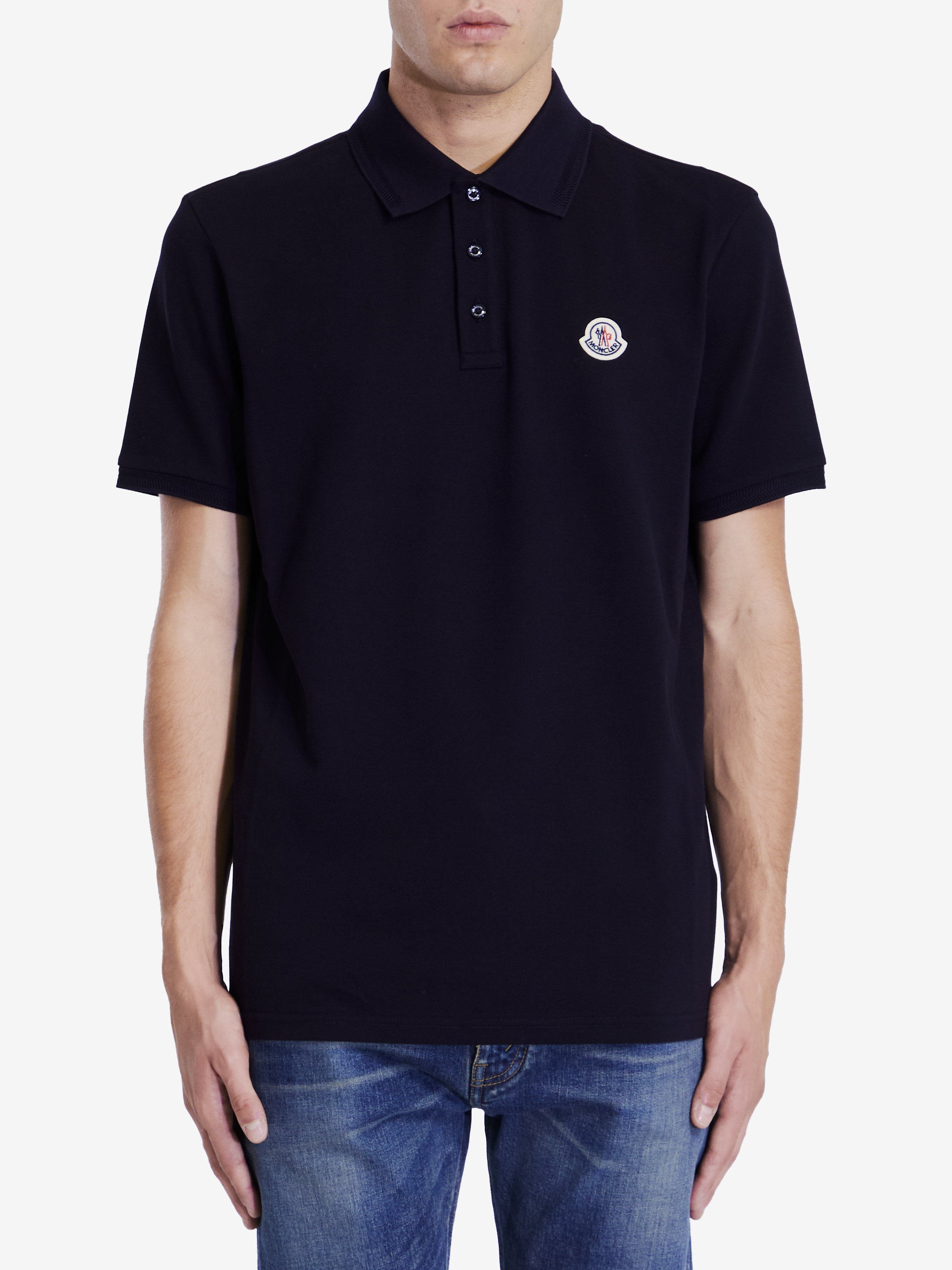 Shop Moncler Polo Shirt With Logo In Blue