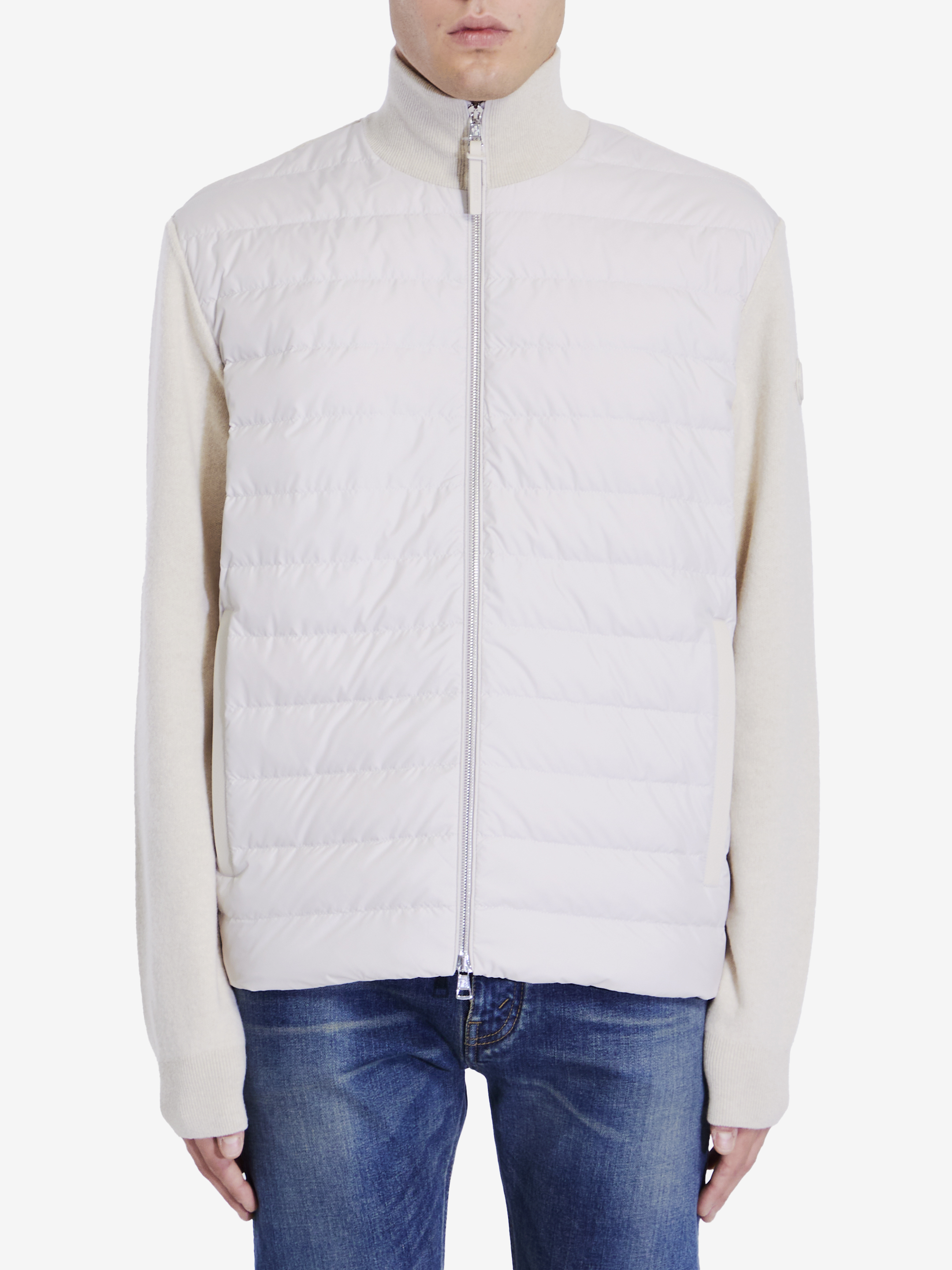 Shop Moncler Tricot Cardigan In Cream