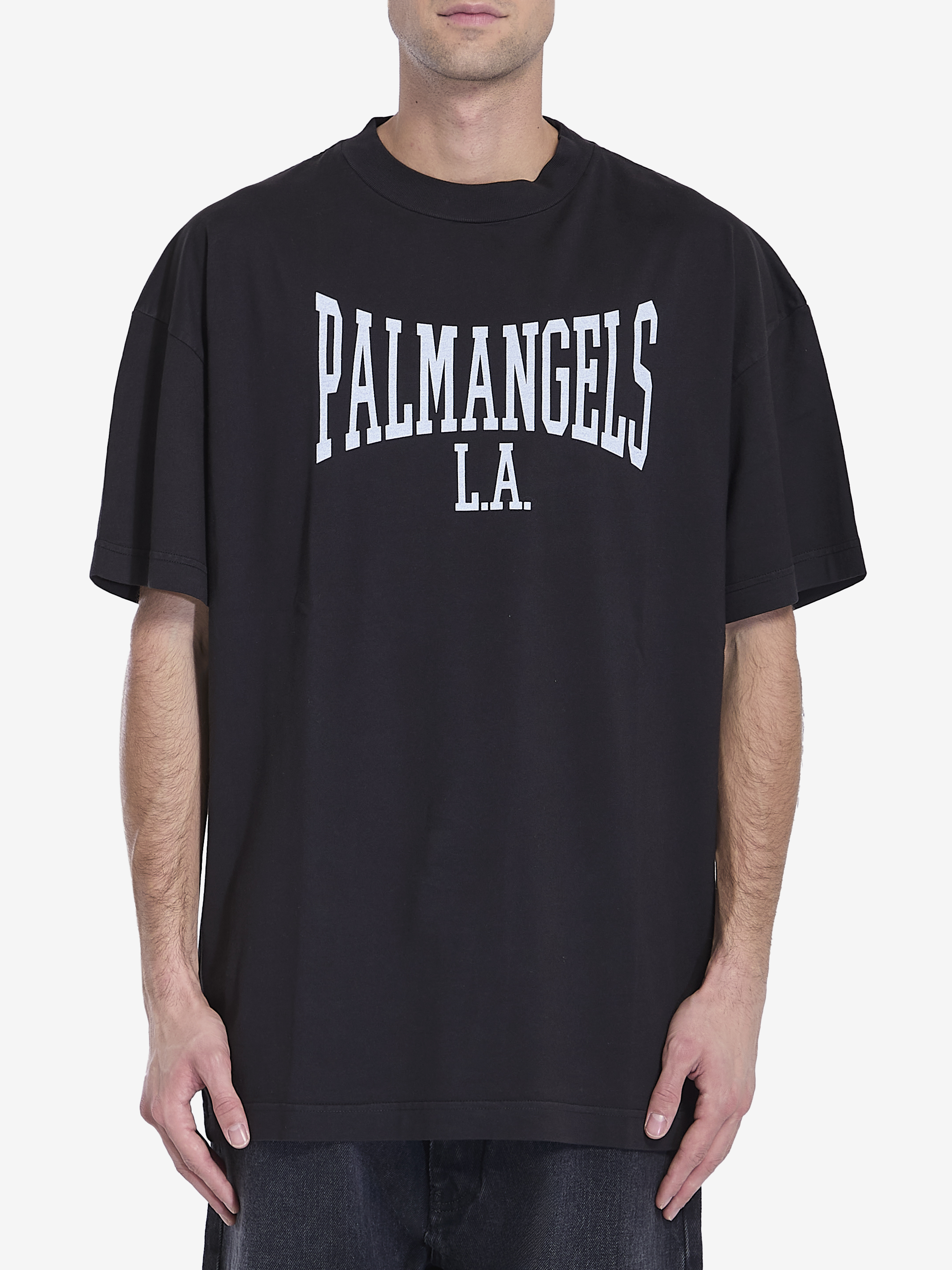 Shop Palm Angels College Tshirt In Black