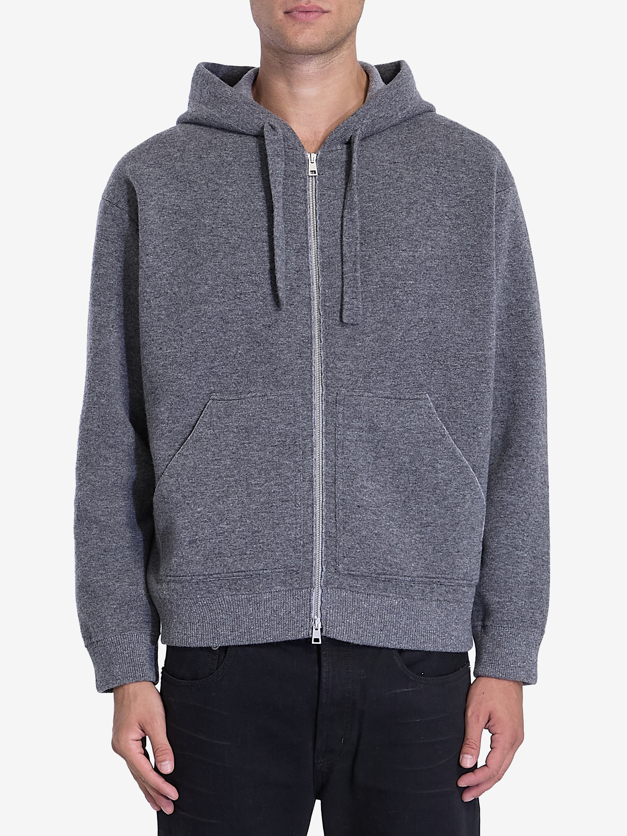 Shop Roberto Collina Zipup Hooded Sweater In Grey