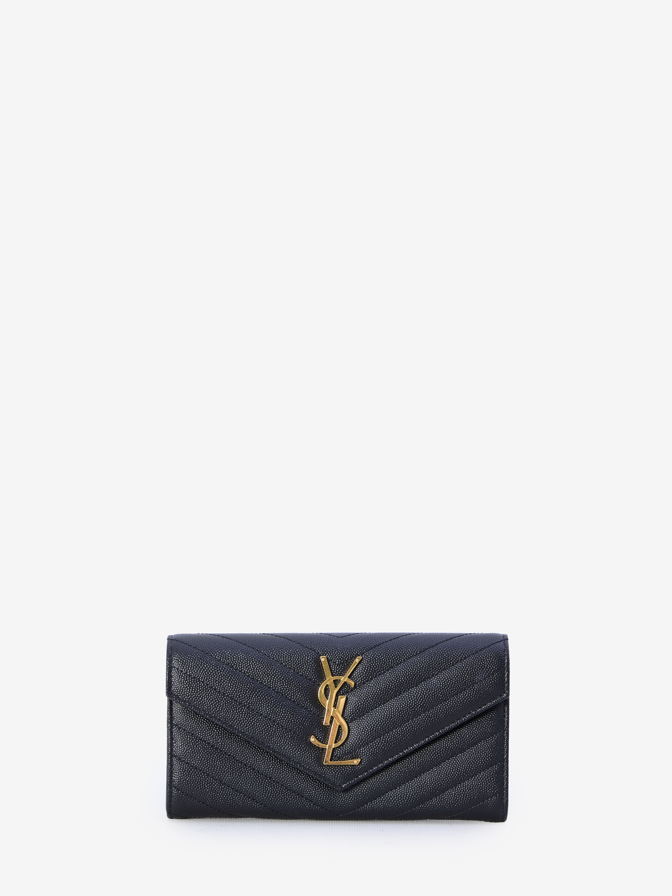 Shop Saint Laurent Large Cassandre Flap Wallet In Black