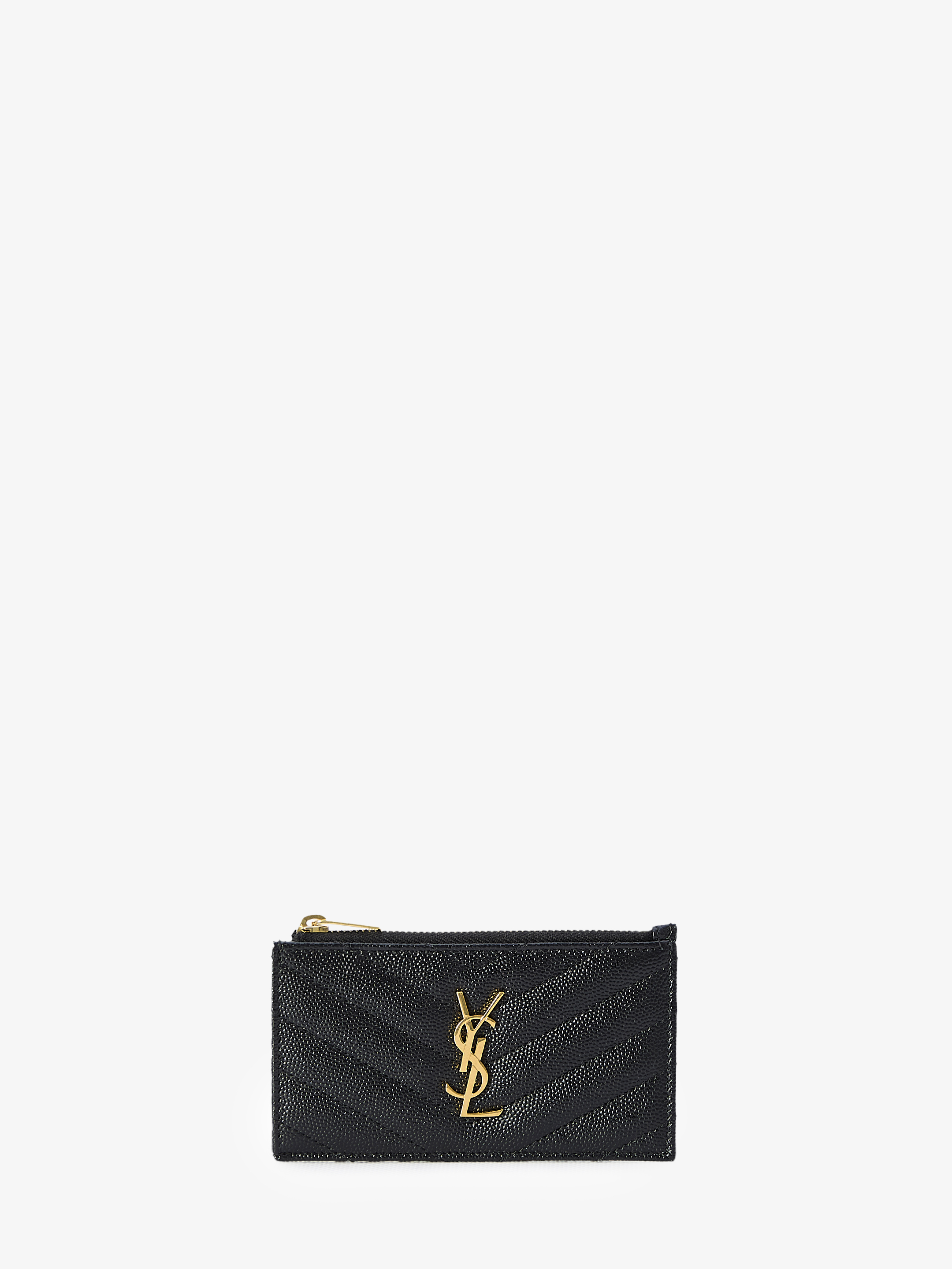 Shop Saint Laurent Cassandre Fragments Cardholder In Black