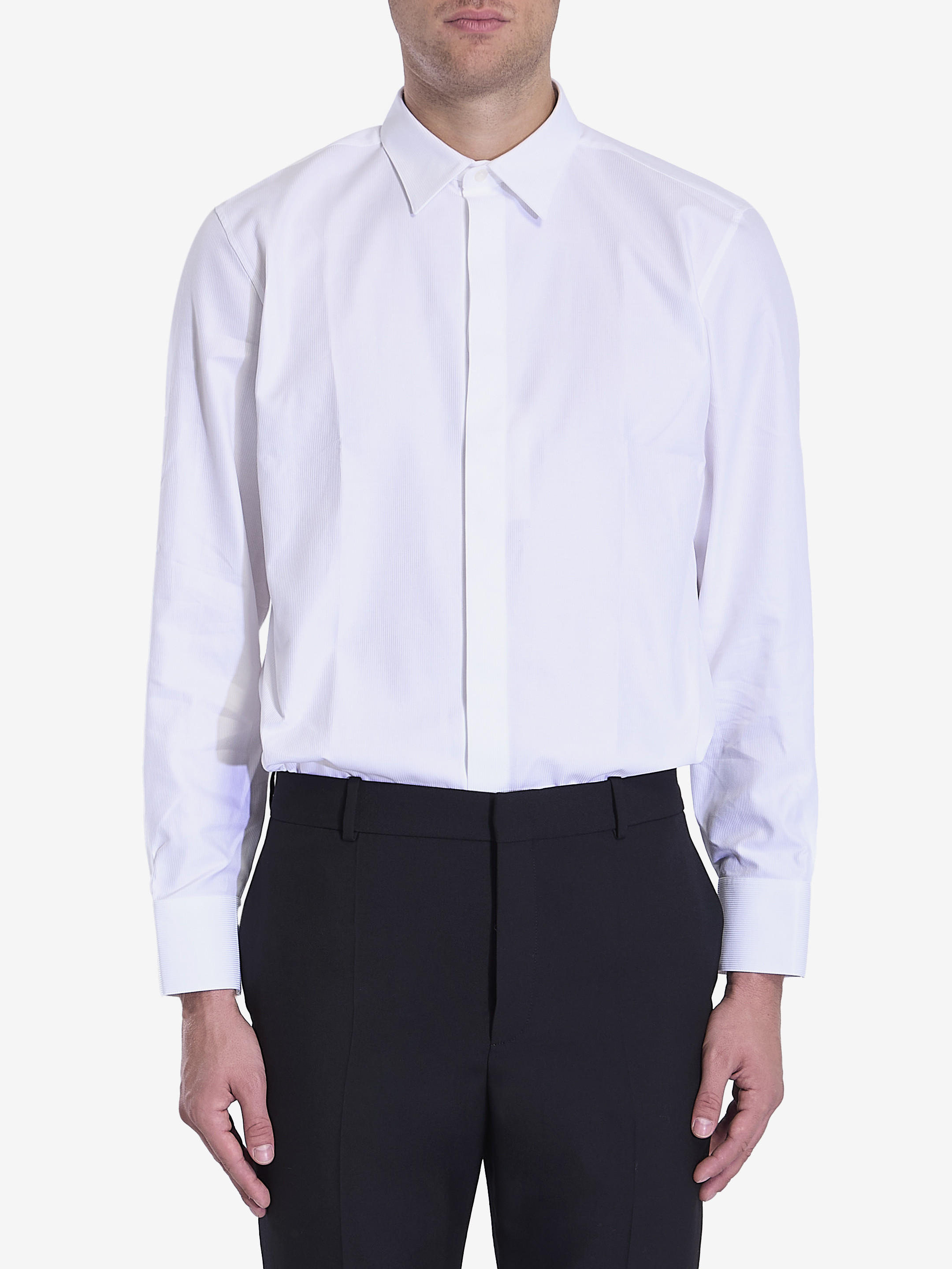 Shop Saint Laurent Shirt In Striped Cotton Poplin In White