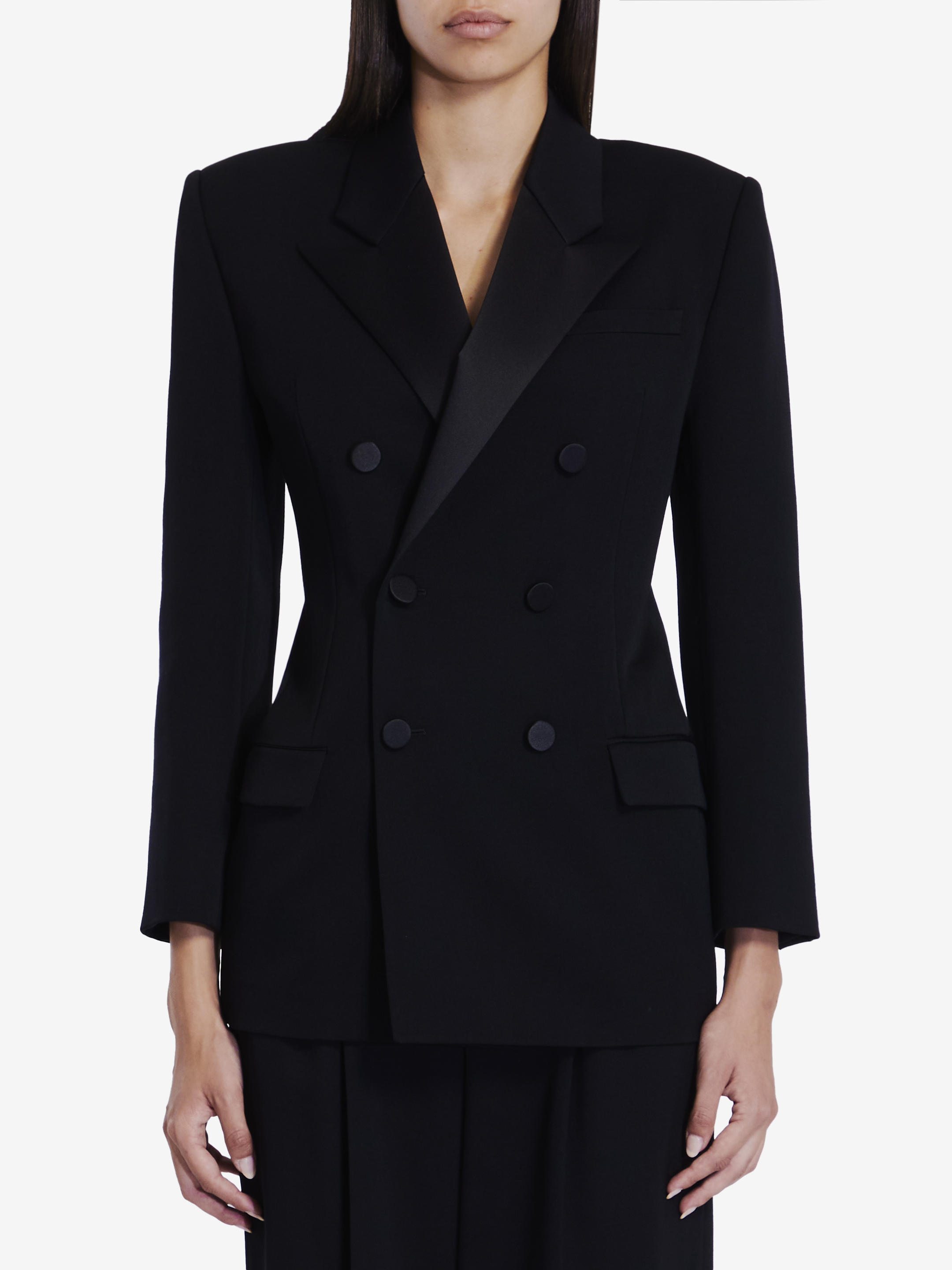 Shop Saint Laurent Tuxedo Jacket In Grain De Poudre In Black