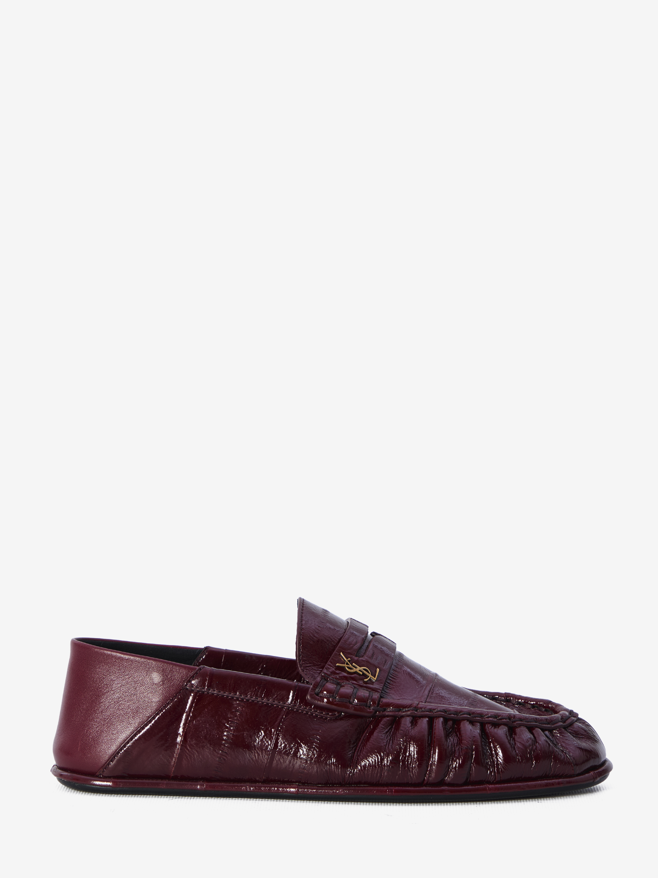 Shop Saint Laurent Nappa Loafers In Bordeaux