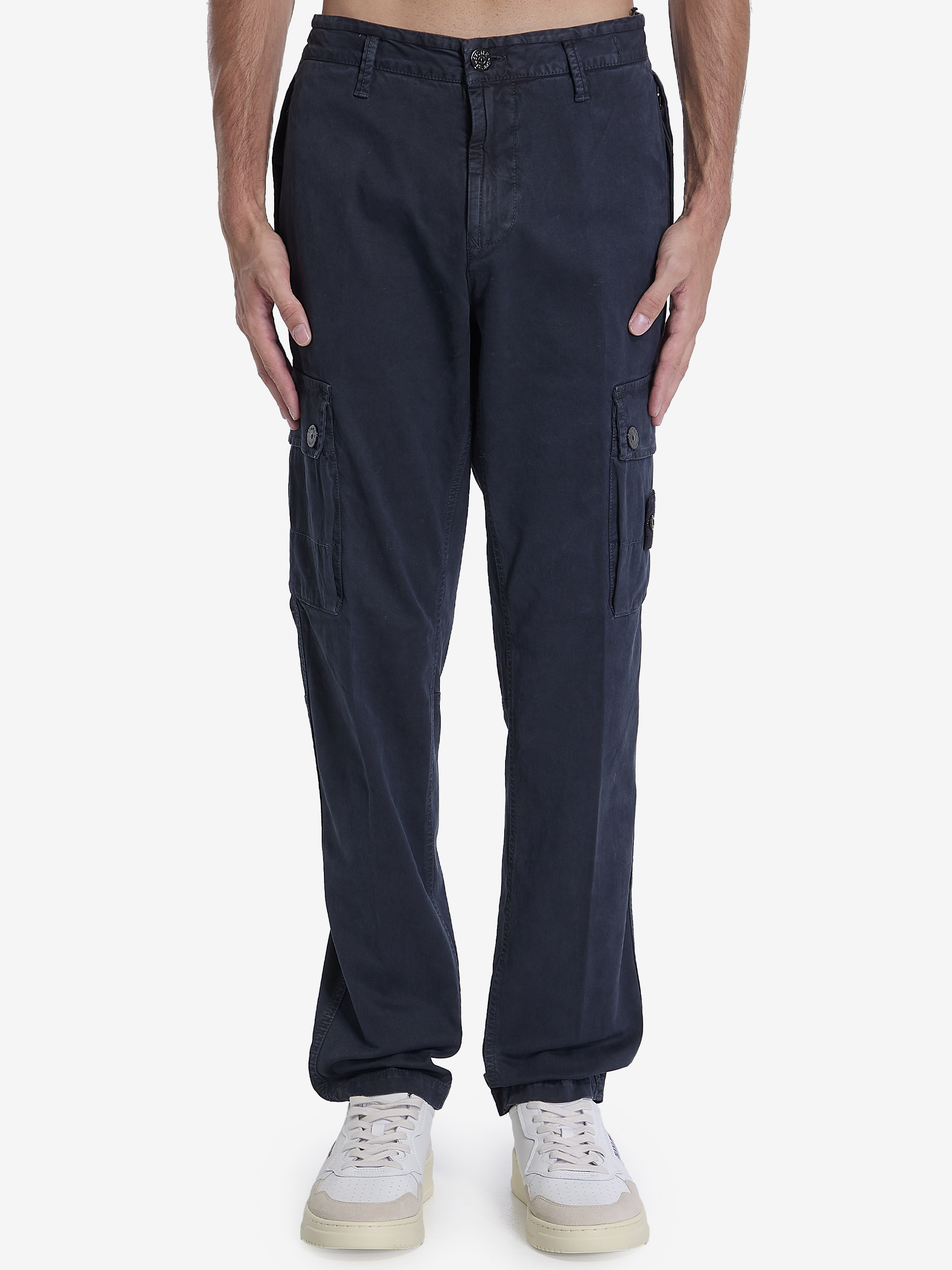 Shop Stone Island Slim Pants In Blue