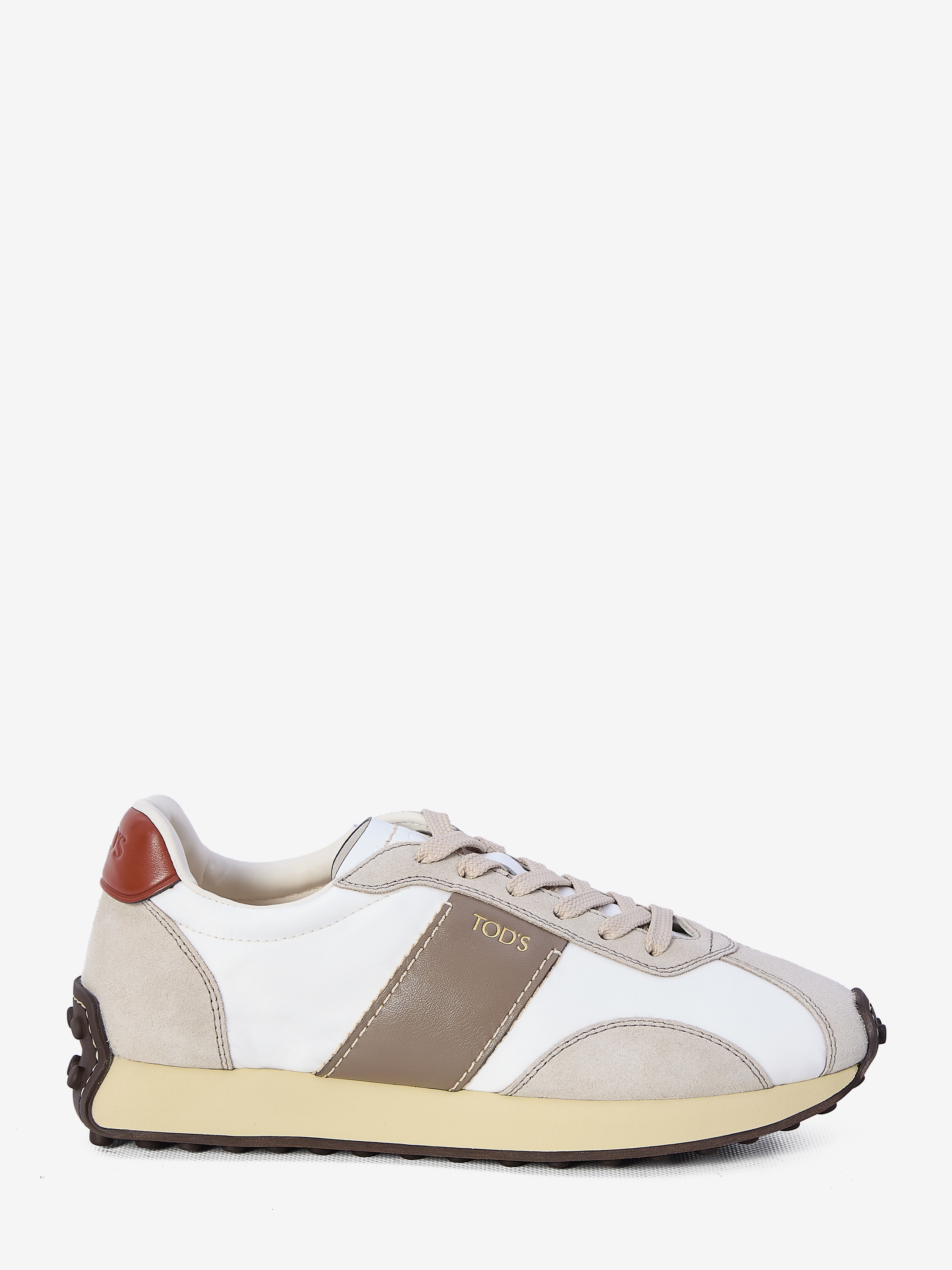 Shop Tod's Sneakers In Leather And Technical Fabric In White