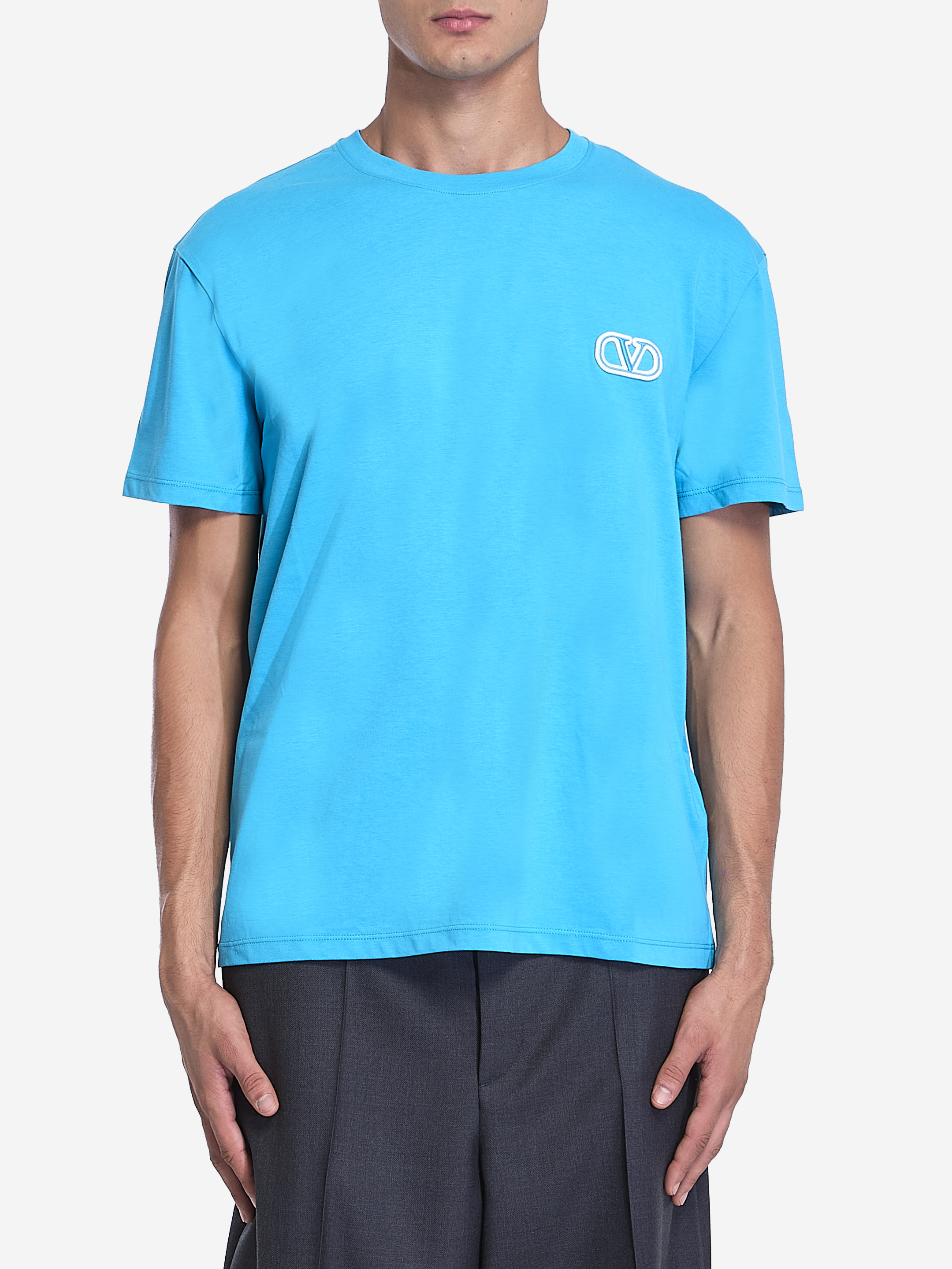 Shop Valentino Vlogo Signature Tshirt In Turquoise