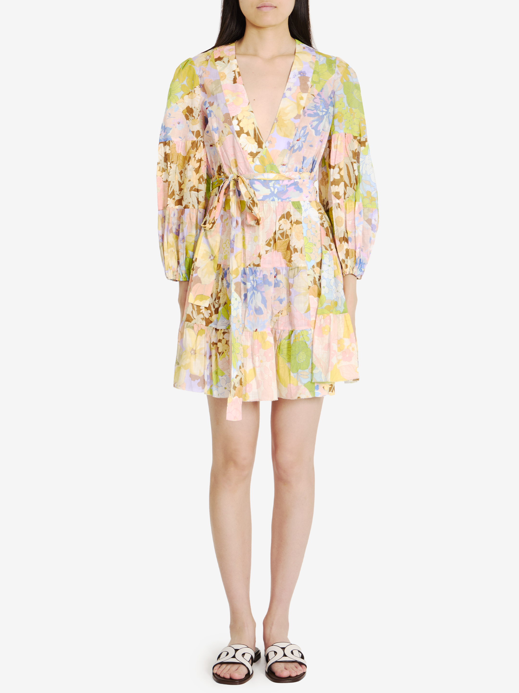 Shop Zimmermann Pop Wrap Mini Dress In Multicolor