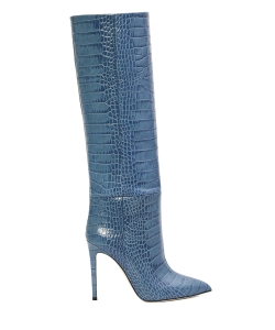 Light-blue leather boots