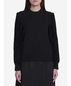 Pullover with fringed sleeves