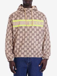Nylon jacket with GG print