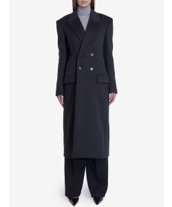 Long coat in cashmere and wool