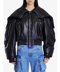 Leather bomber jacket