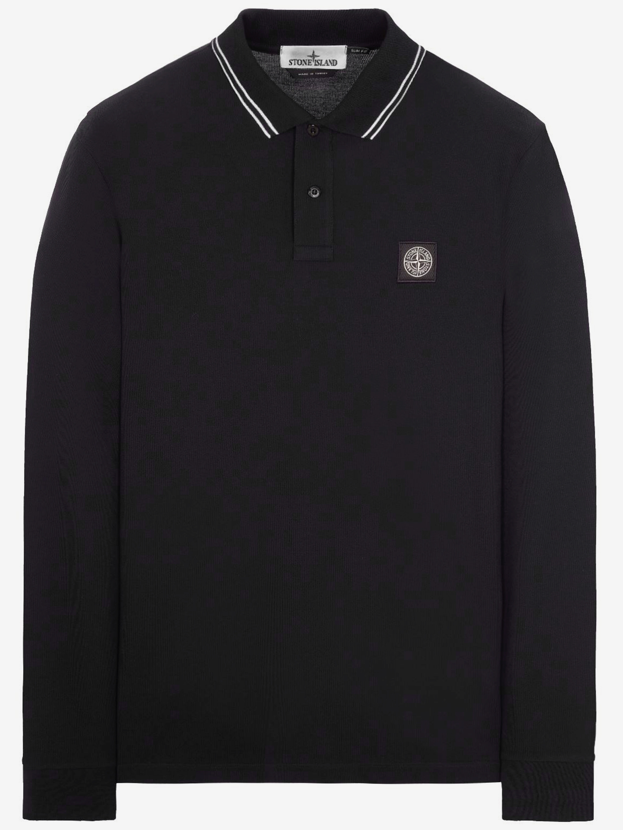 Stone Island Black Rolled Edge Polo