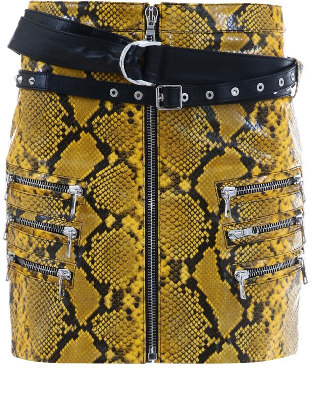 UNRAVEL - Yellow Python Leather Skirt