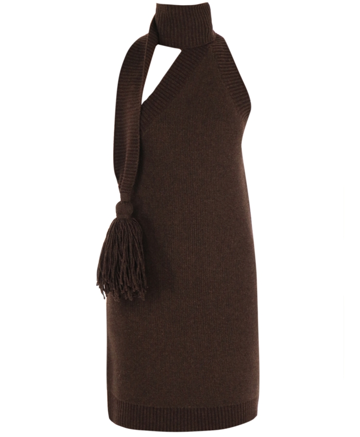 BOTTEGA VENETA - Brown one shoulder dress