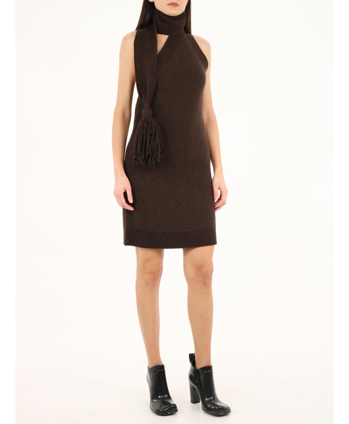 BOTTEGA VENETA - Brown one shoulder dress